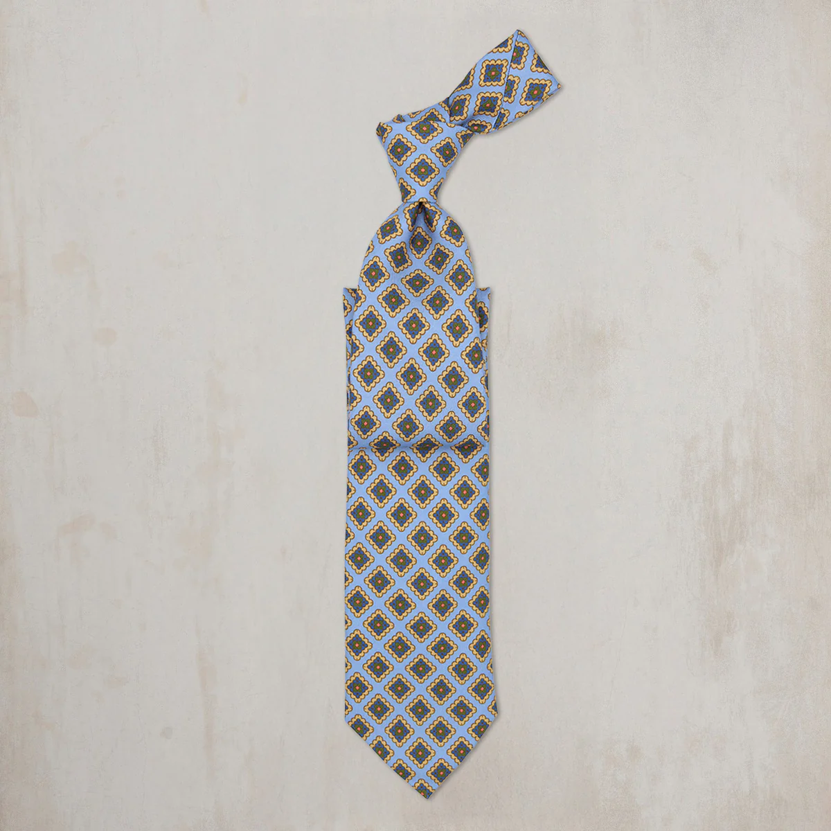 Floral Square Silk Tie in Sky