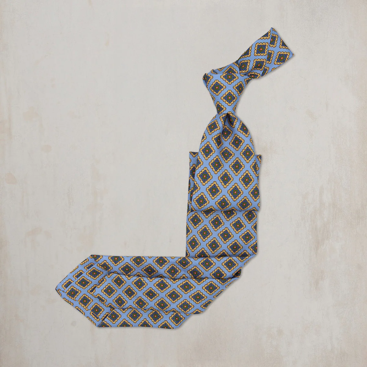 Floral Square Silk Tie in Sky - Image 2