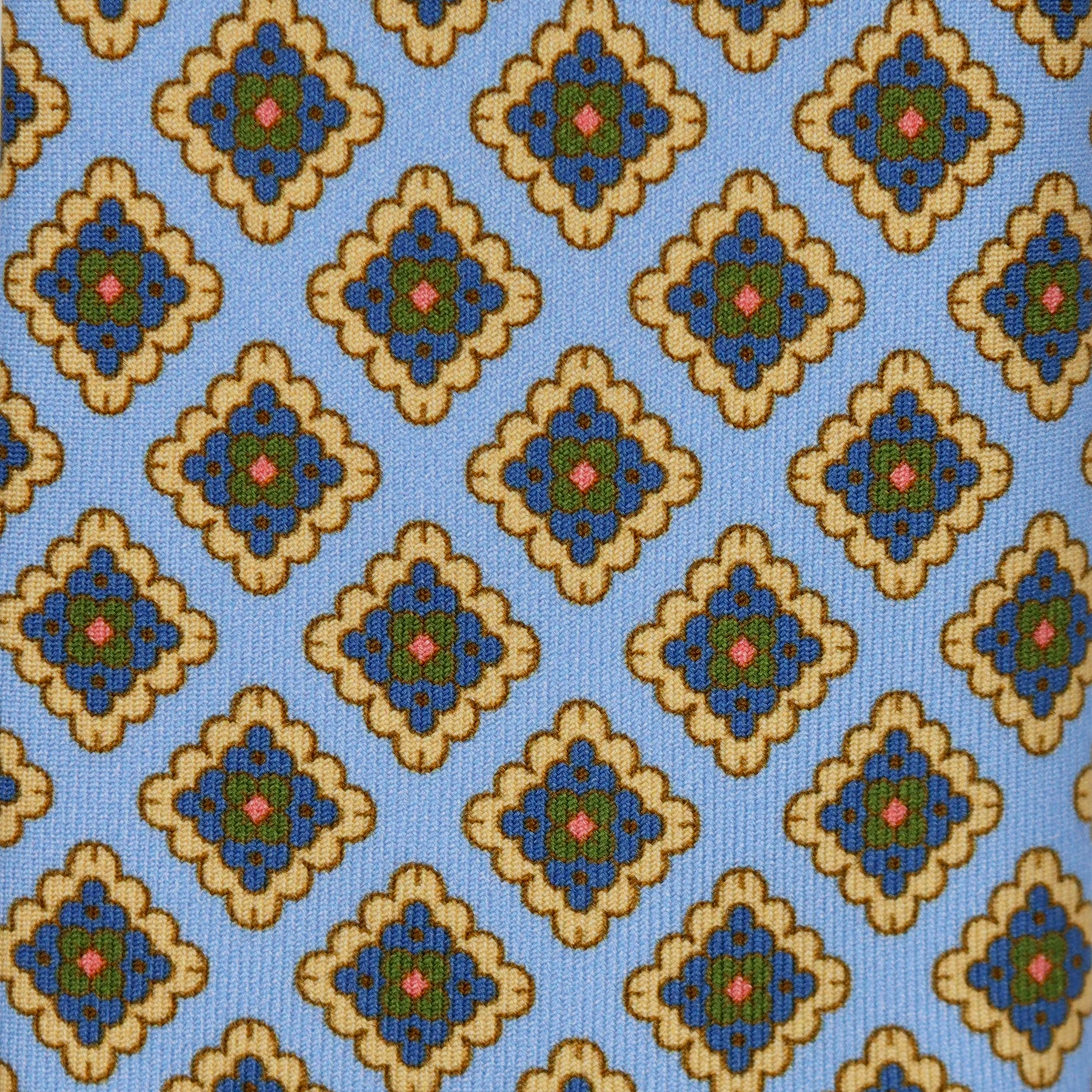 Floral Square Silk Tie in Sky - Image 3