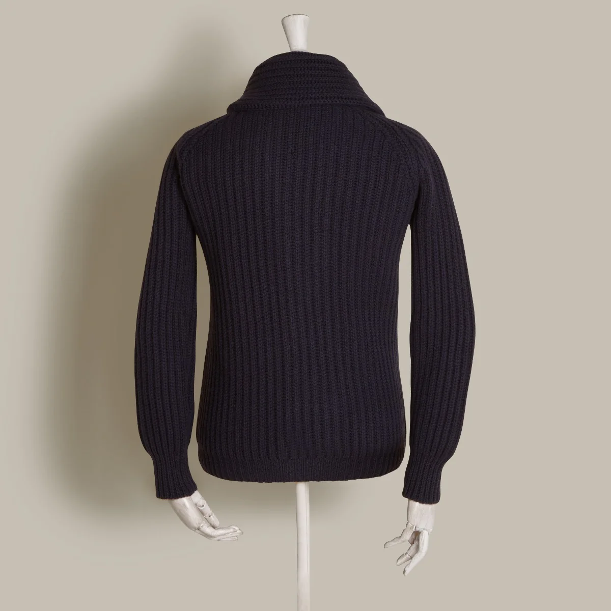 Ribbed 12 Ply Cashmere Cardigan In Navy - Image 2