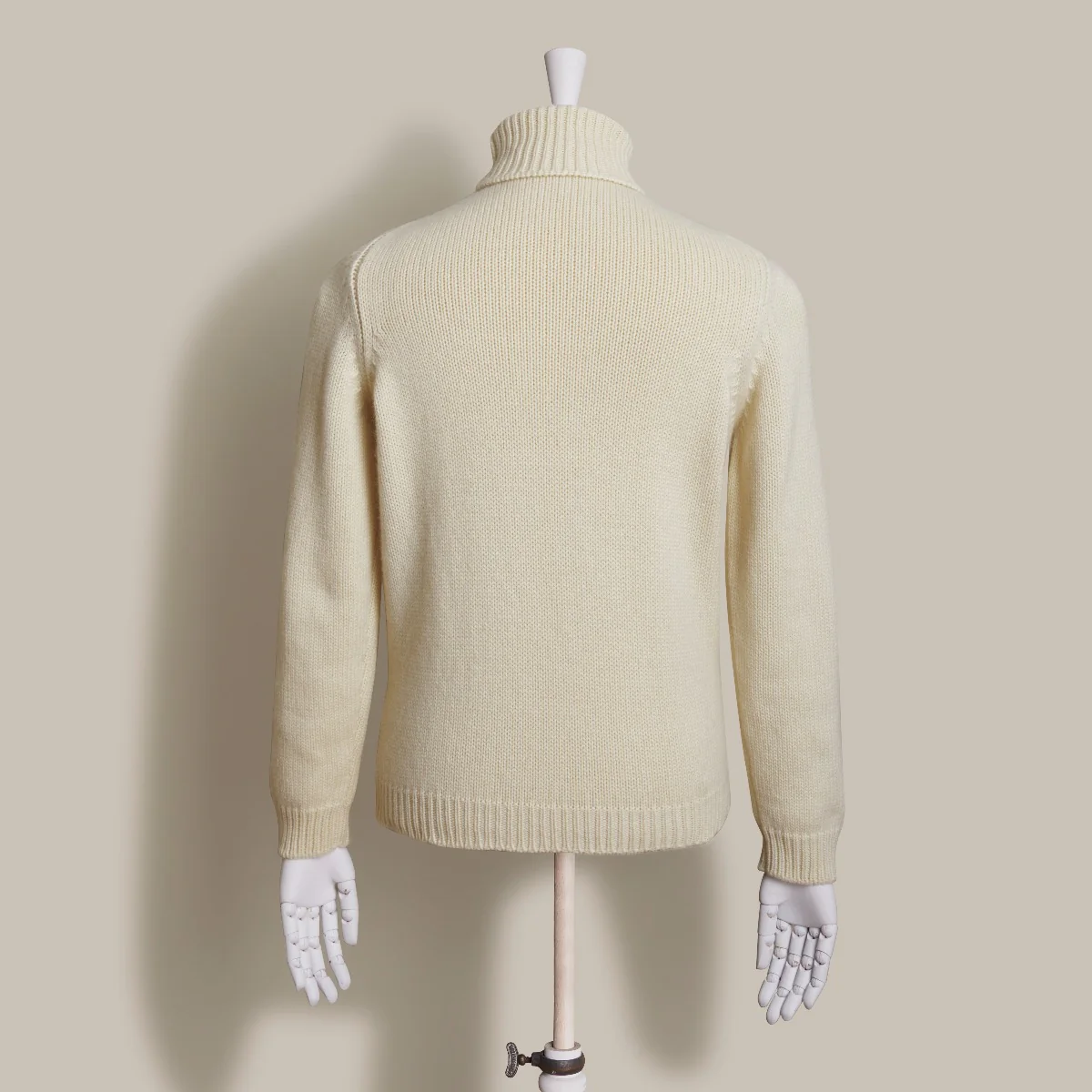 12Ply Cashmere Roll Neck Sweater In Cream - Image 3