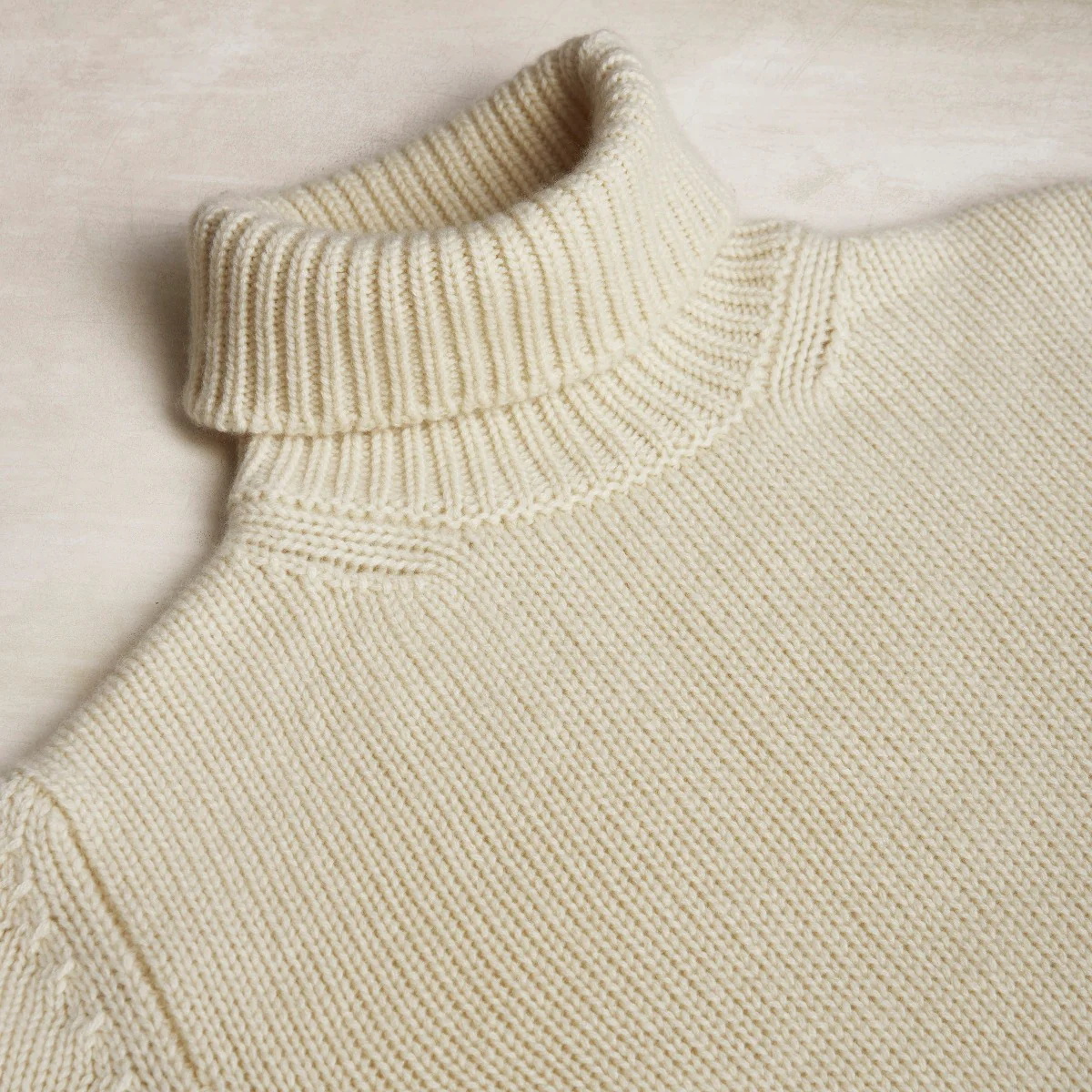 12Ply Cashmere Roll Neck Sweater In Cream - Image 4