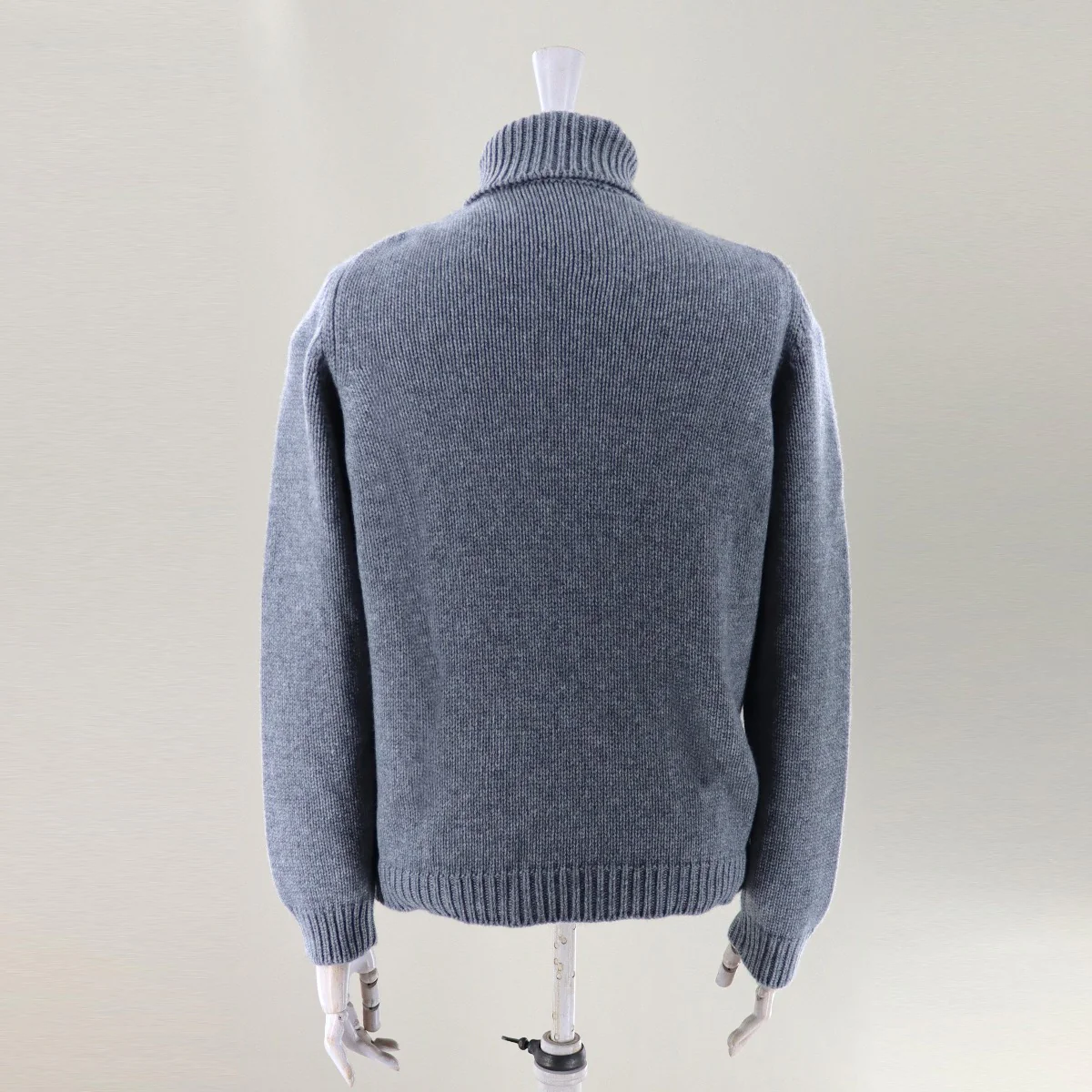 12Ply Cashmere Roll Neck Sweater in Grey - Image 2