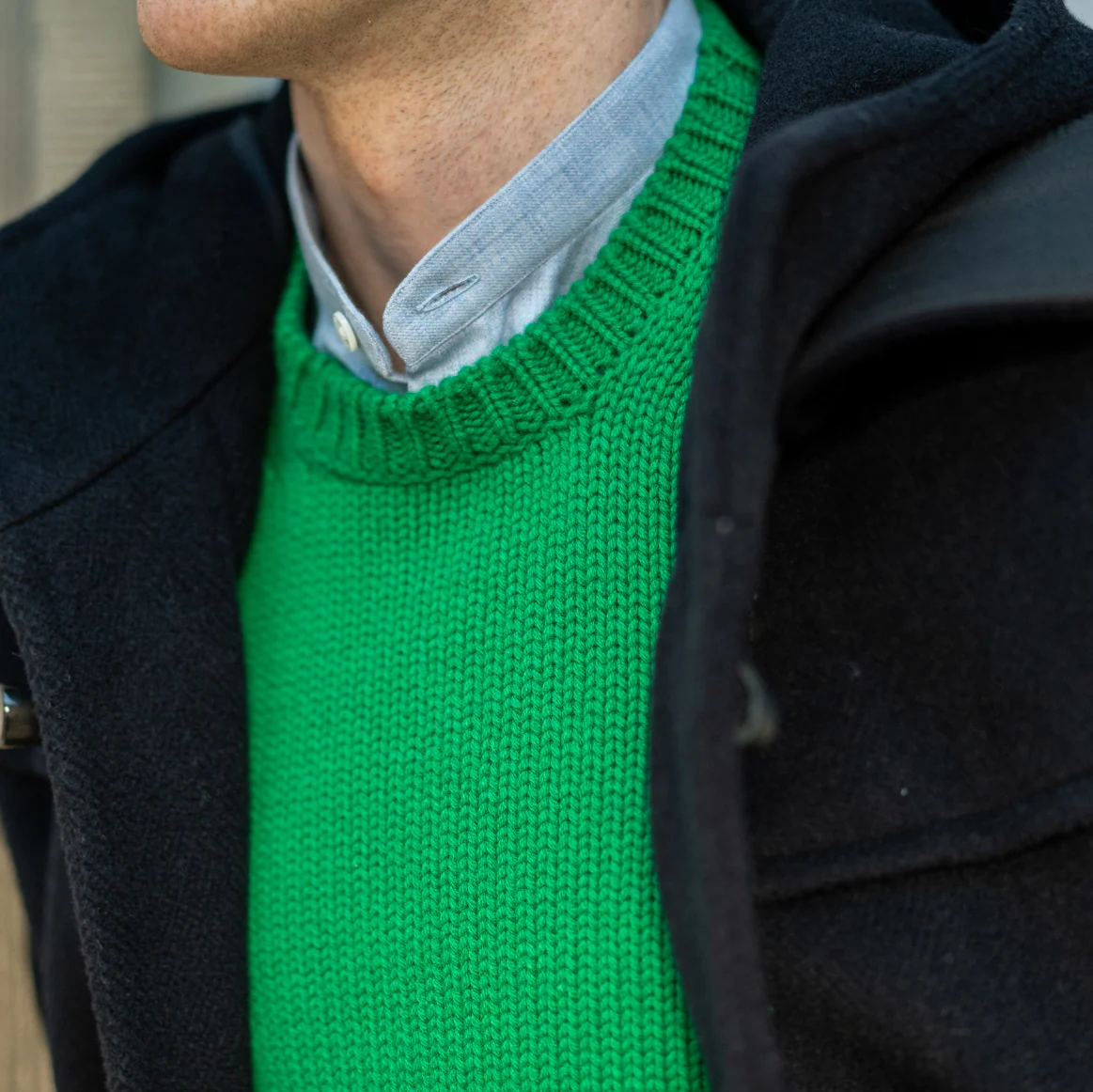12Ply Plain Knit Cashmere Sweater In Emerald - Image 3
