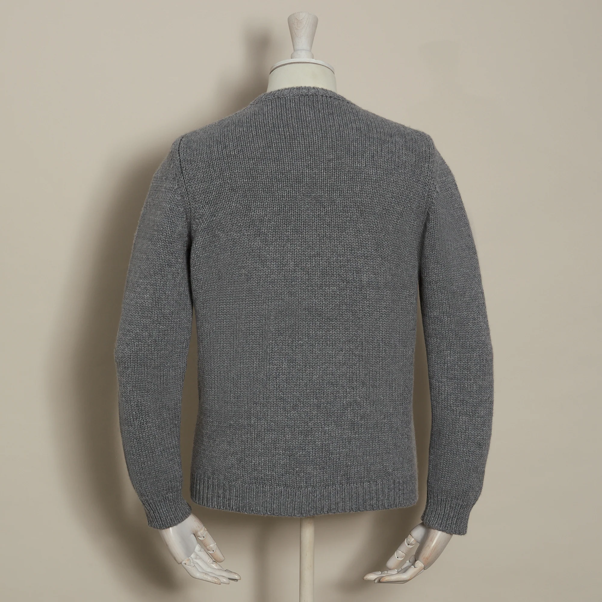 12Ply Plain Knit Cashmere Sweater In Grey - Image 3
