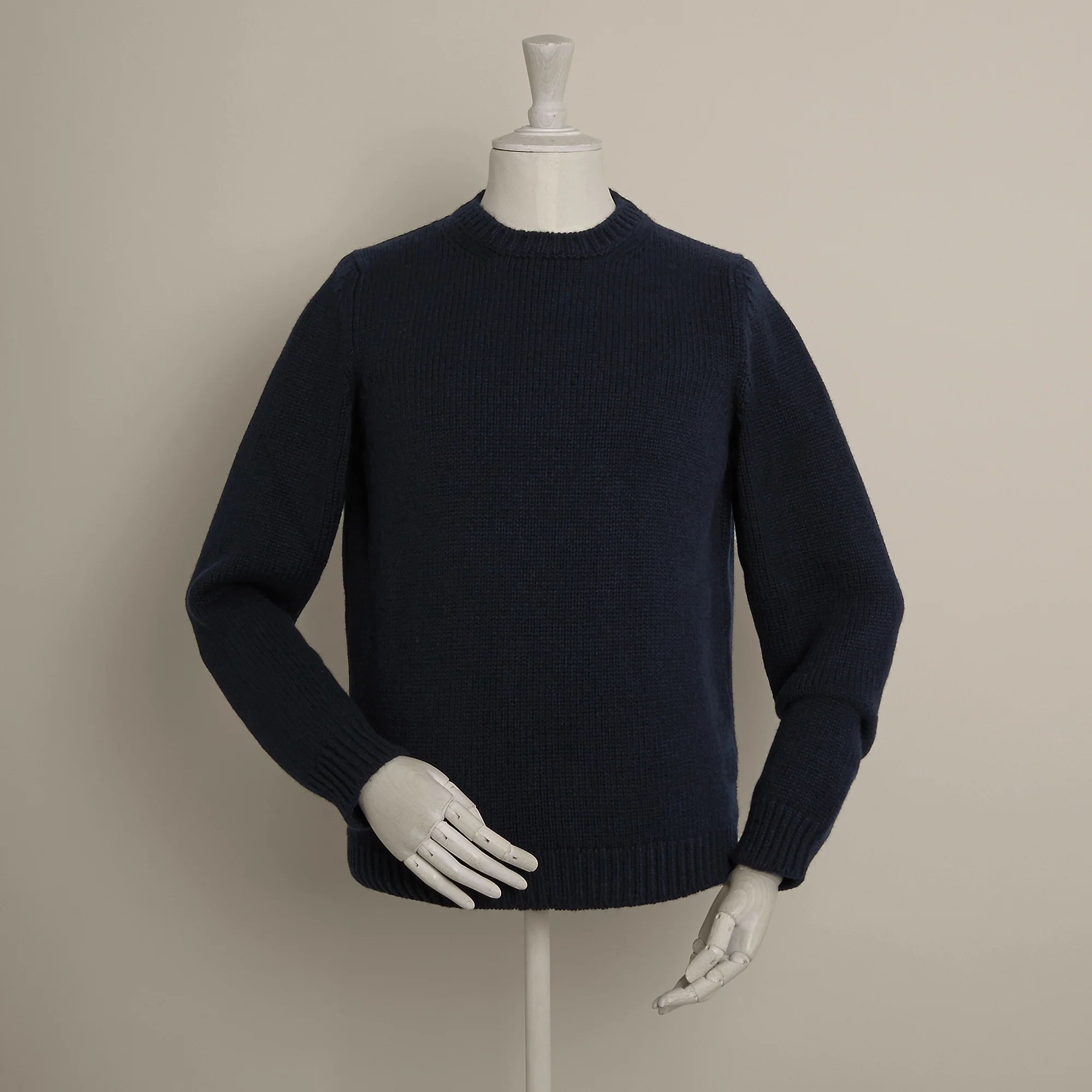 12Ply Plain Knit Cashmere Sweater In Navy