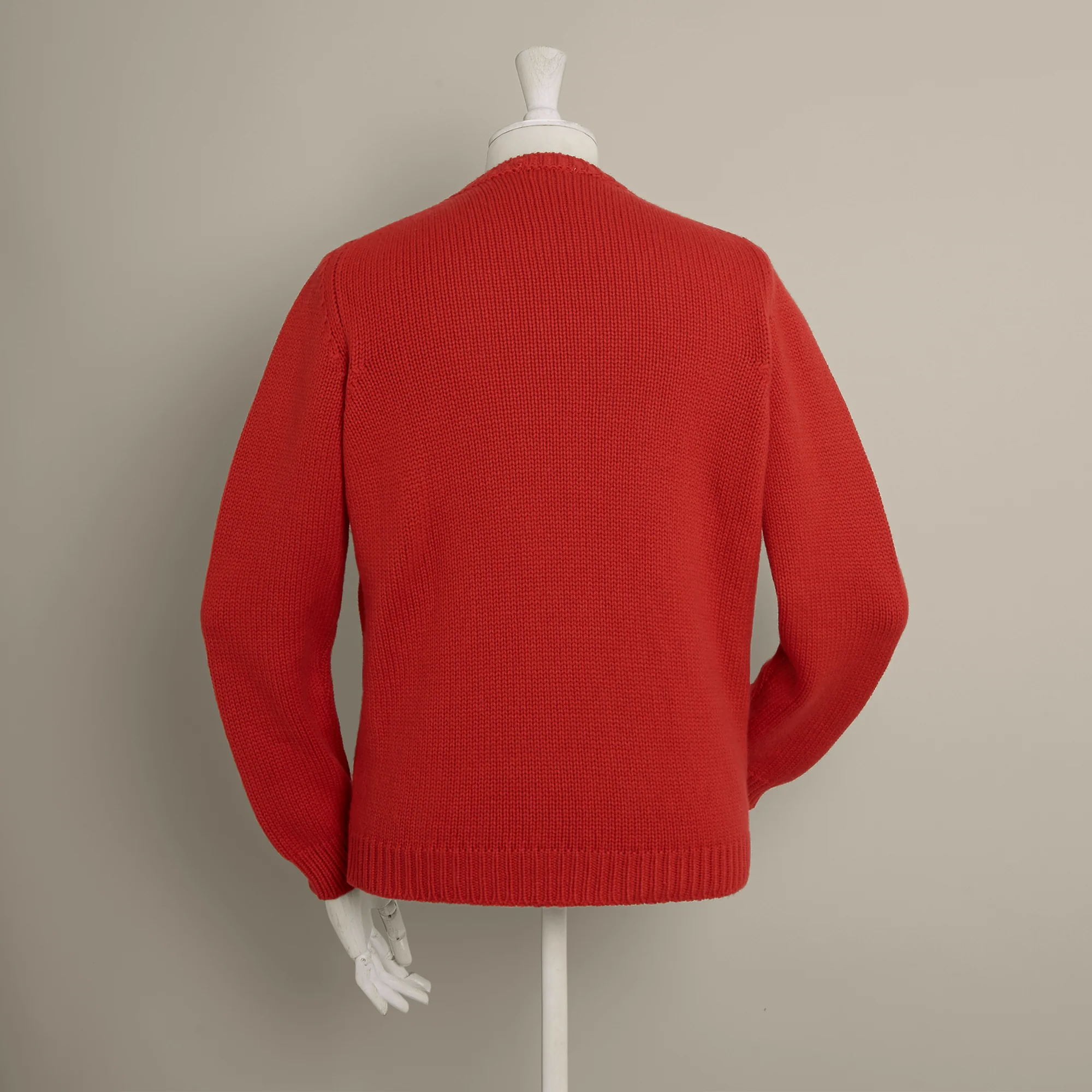 12Ply Plain Knit Cashmere Sweater In Red - Image 3