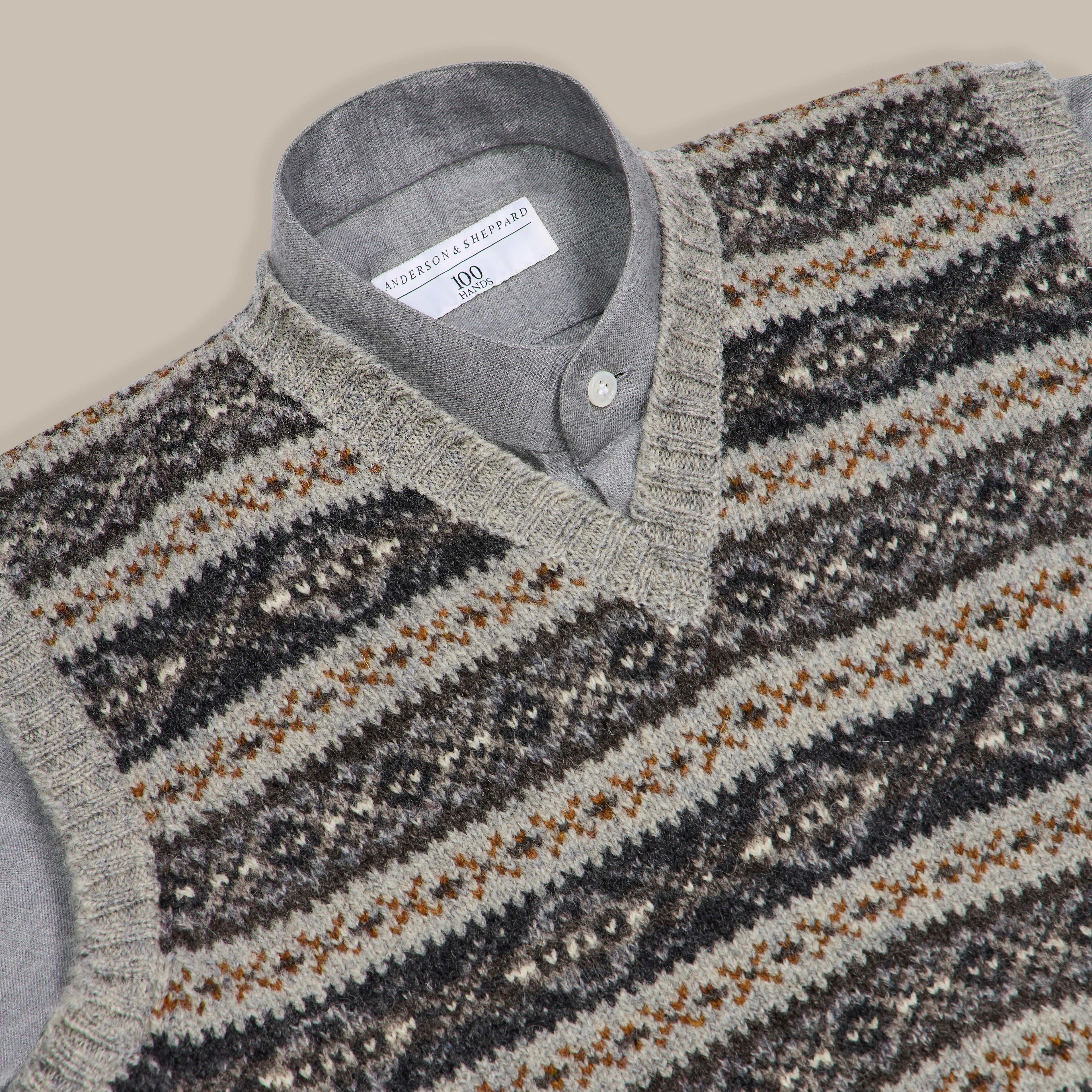 Fair Isle Slipover In Grey - Image 3