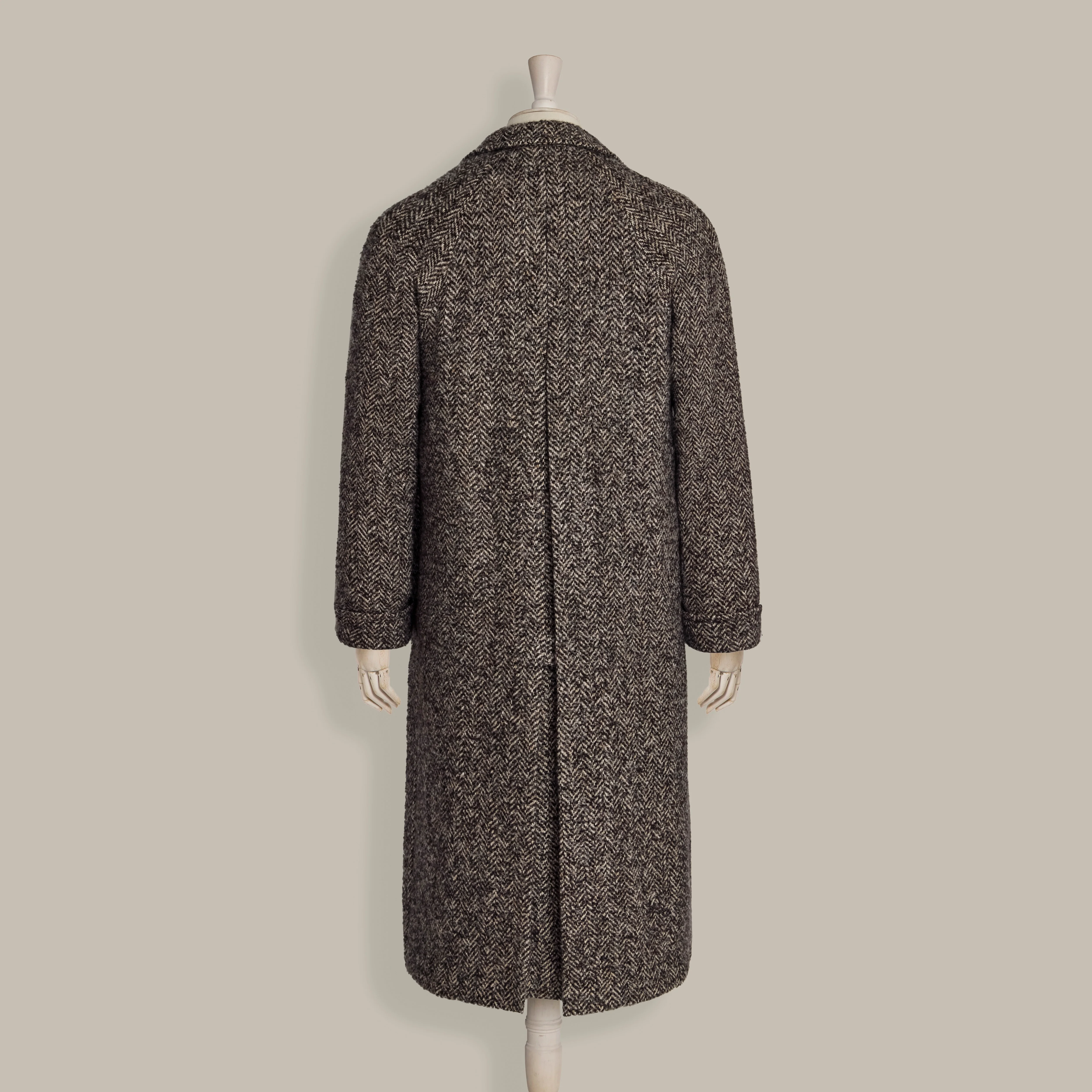 Herringbone Wool and Cashmere Overcoat in Brown - Image 6