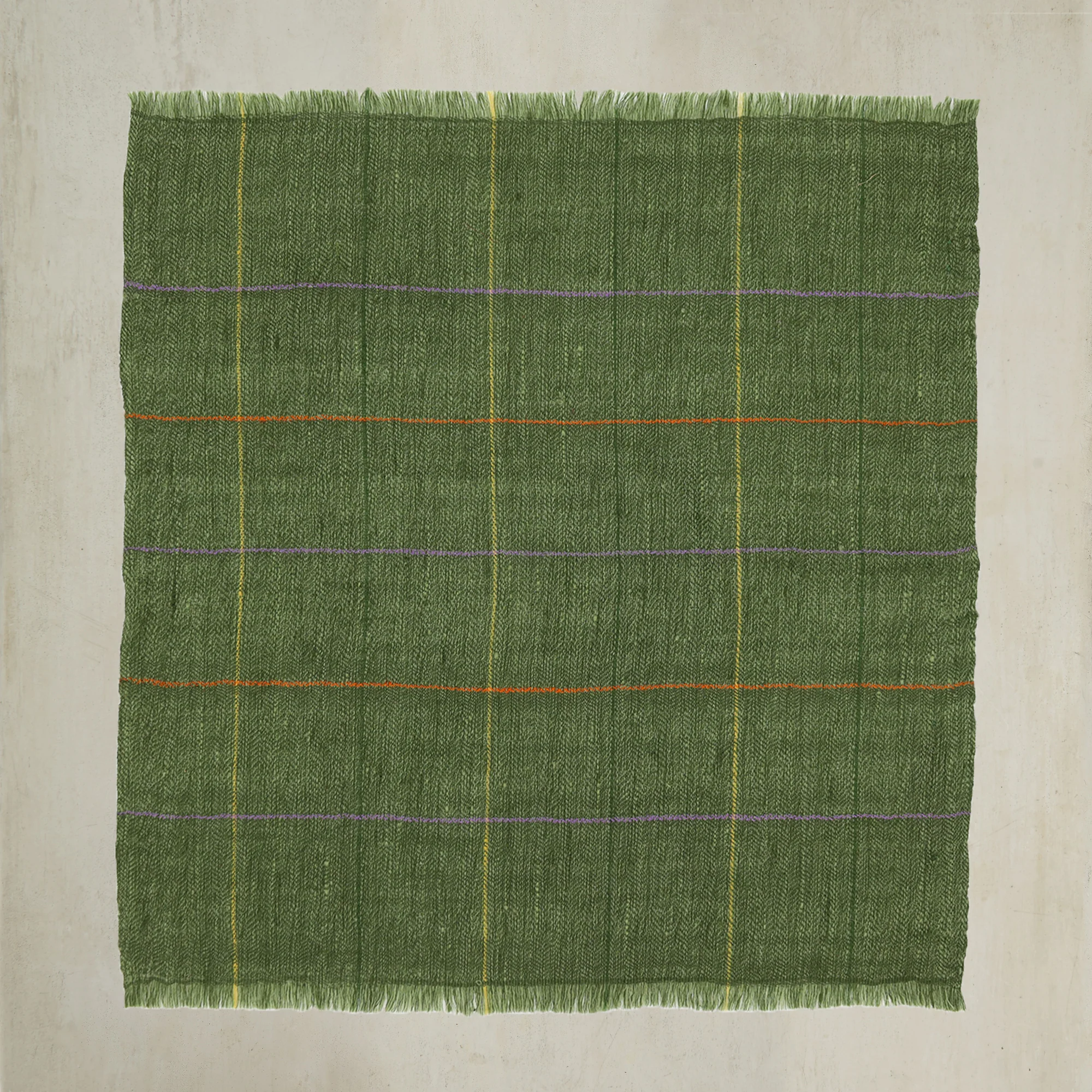 Check Cashmere Pocket Square in Green and Lilac