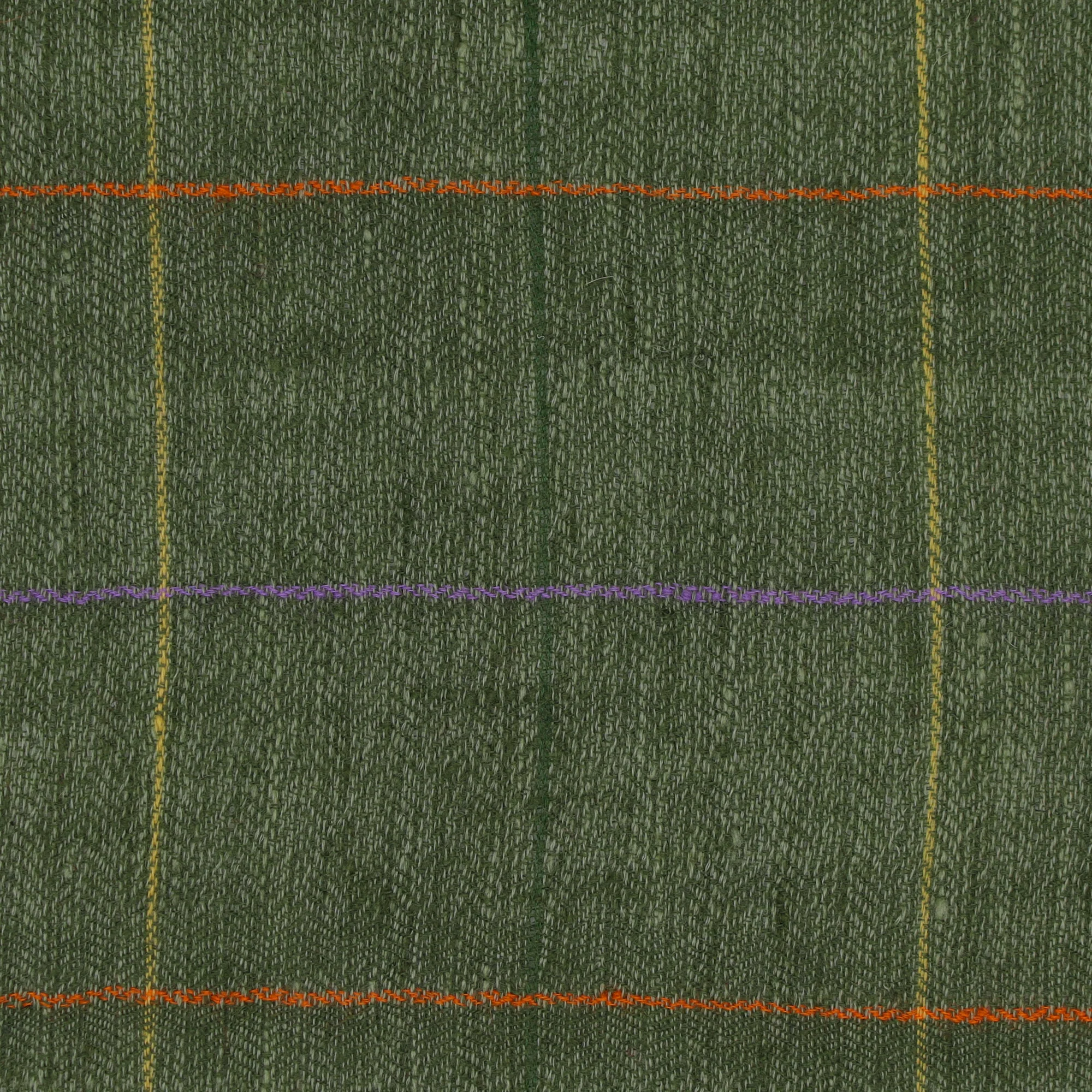 Check Cashmere Pocket Square in Green and Lilac - Image 3
