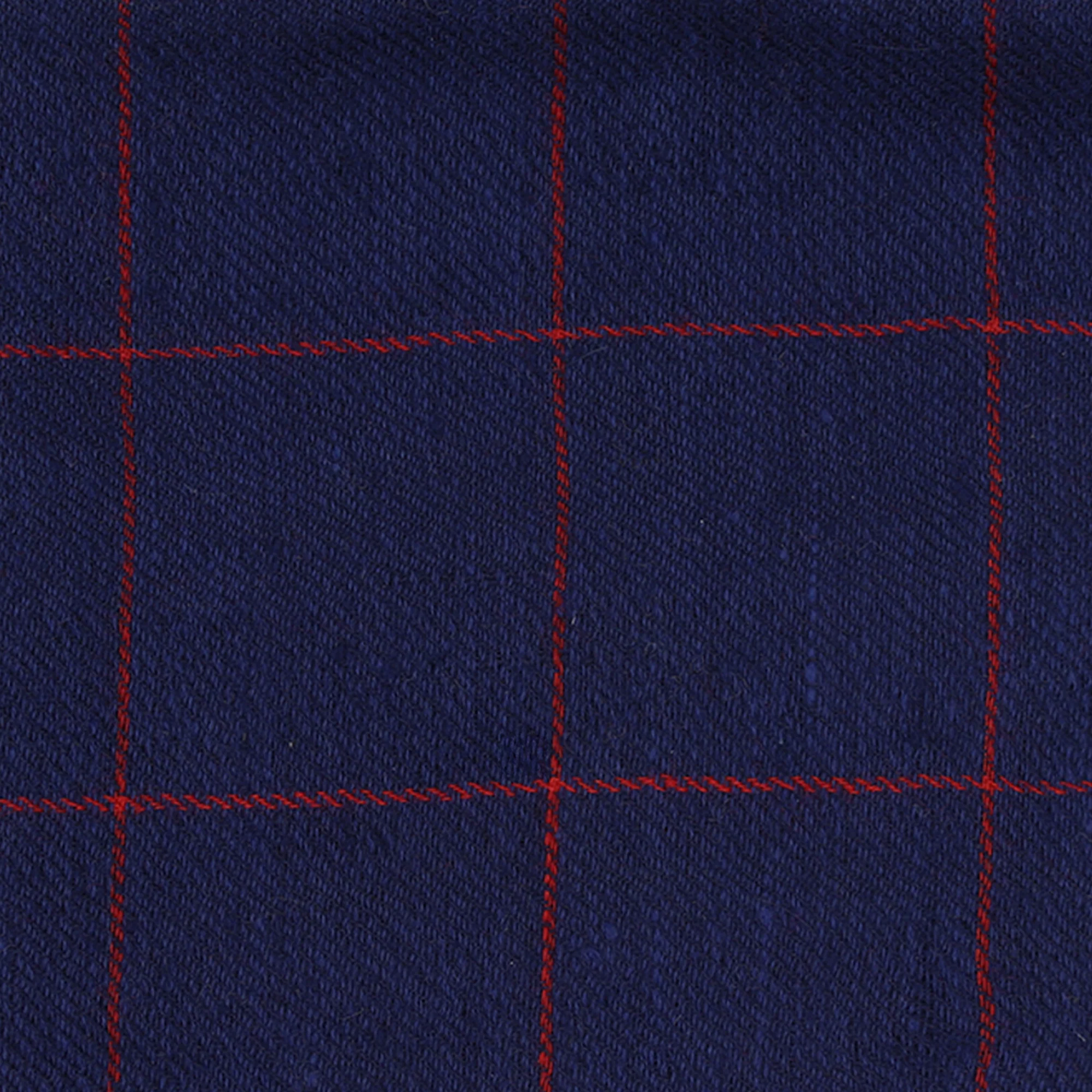 Check Cashmere Pocket Square in Navy and Red - Image 3
