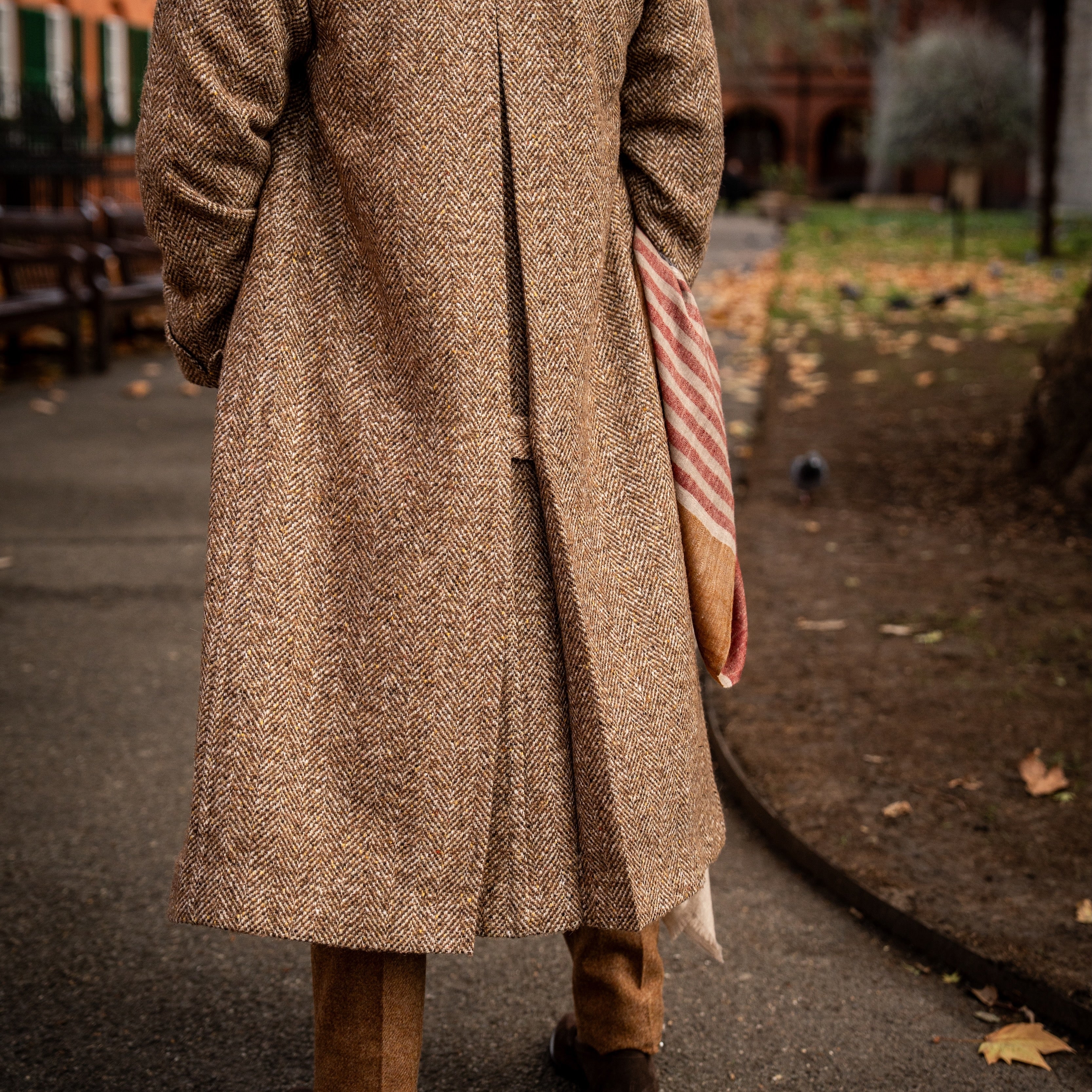 Herringbone Wool and Alpaca Overcoat in Toast - Image 4
