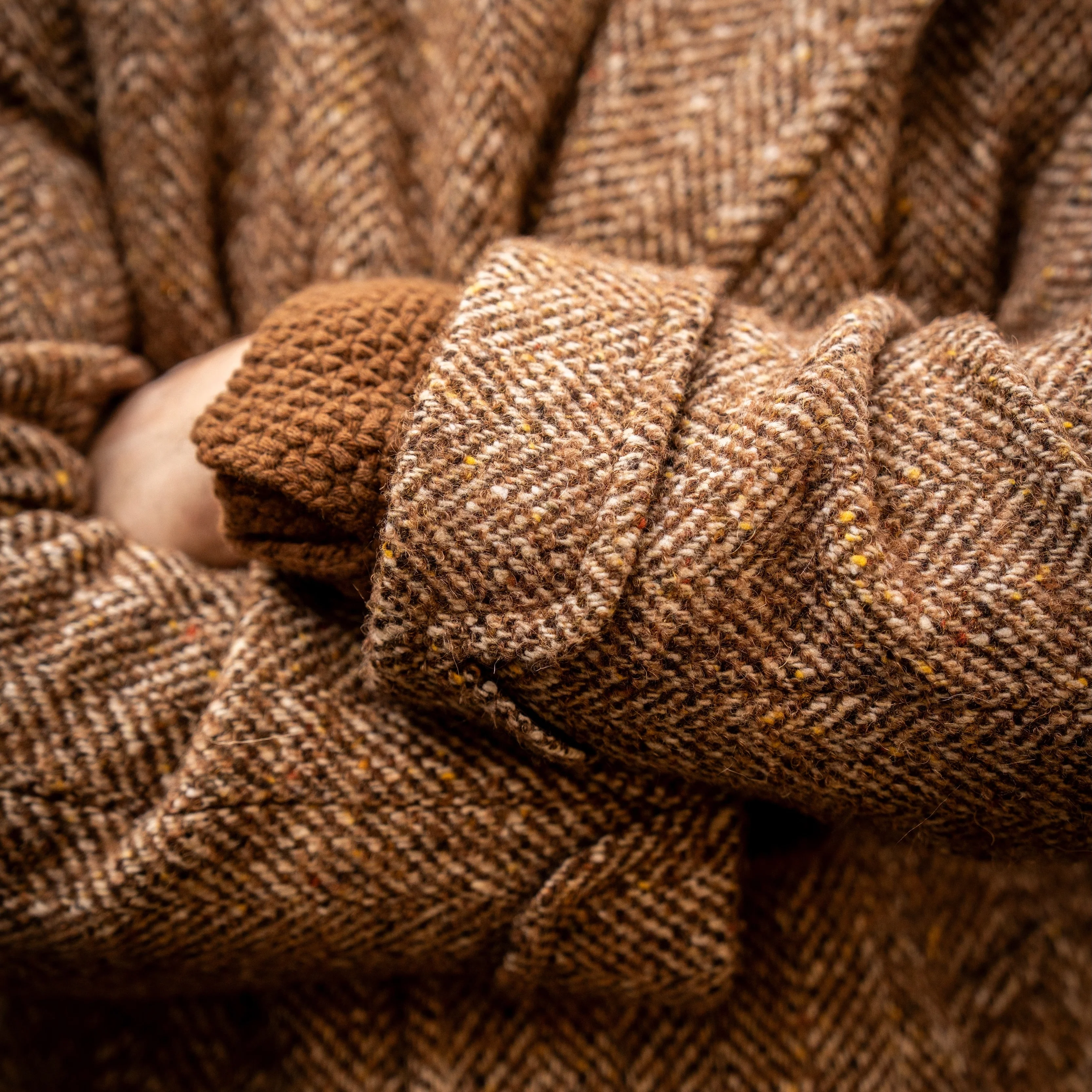 Herringbone Wool and Alpaca Overcoat in Toast - Image 5