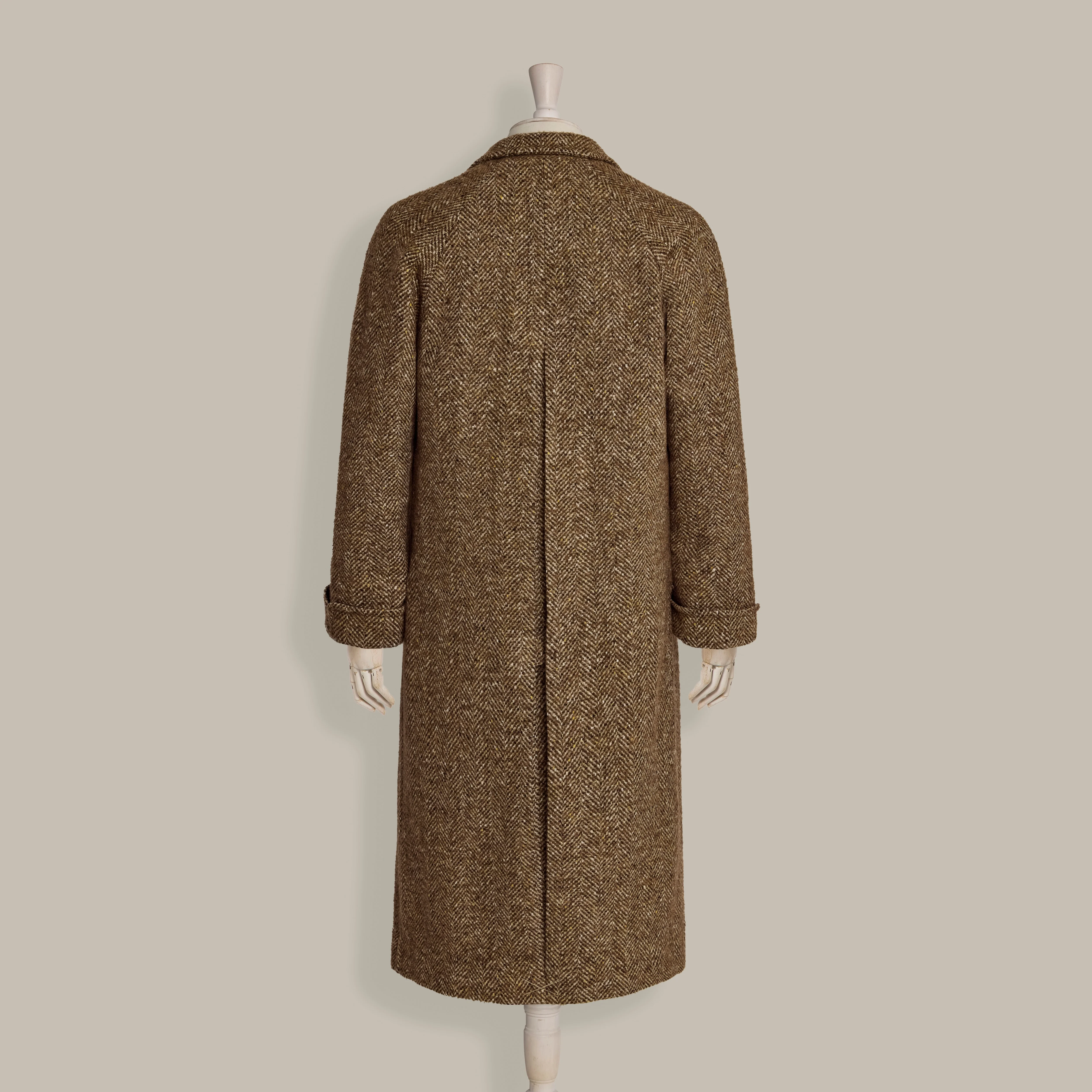 Herringbone Wool and Alpaca Overcoat in Toast - Image 9