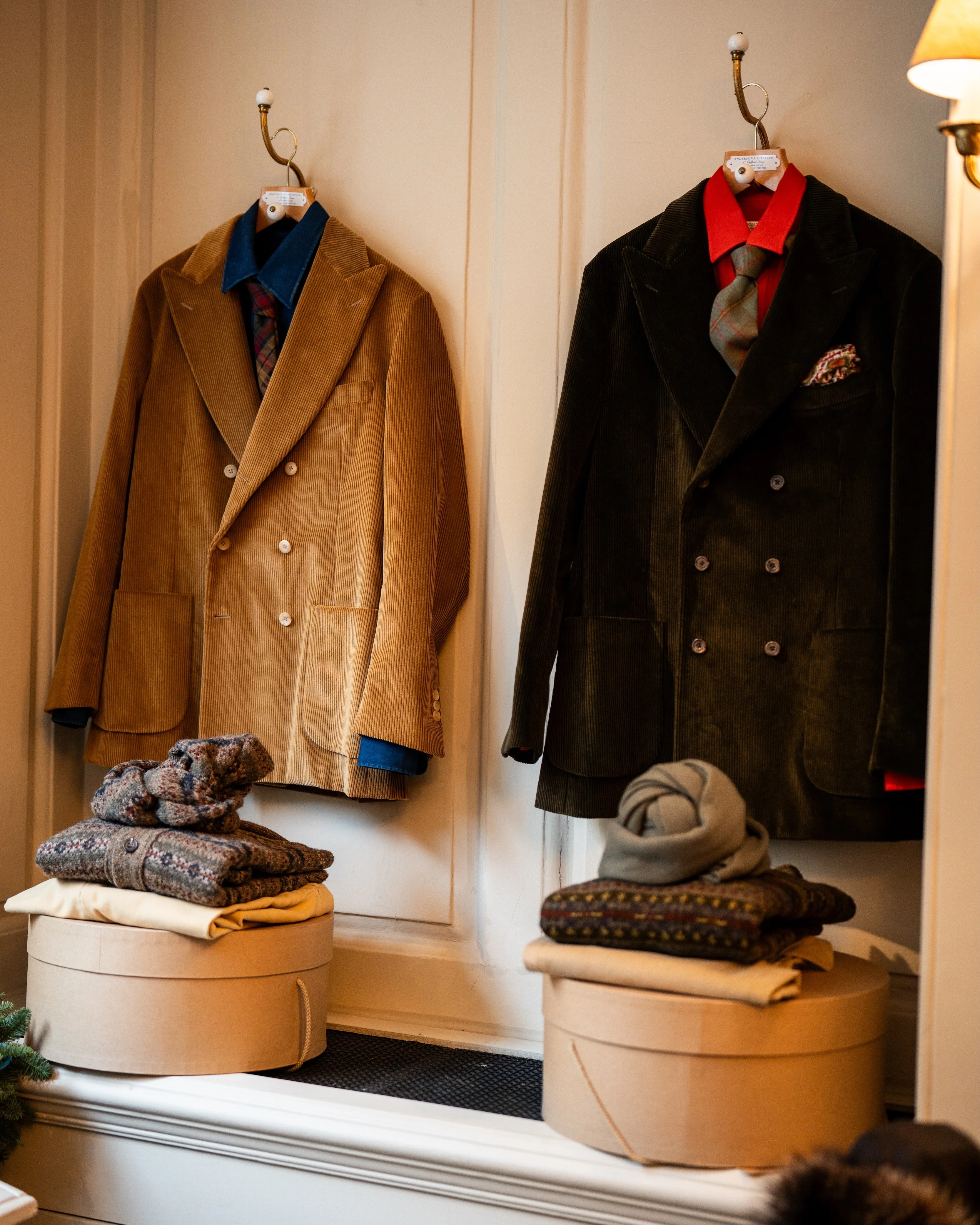 Unstructured Double Breasted Corduroy Jacket in Dark Olive - Image 2