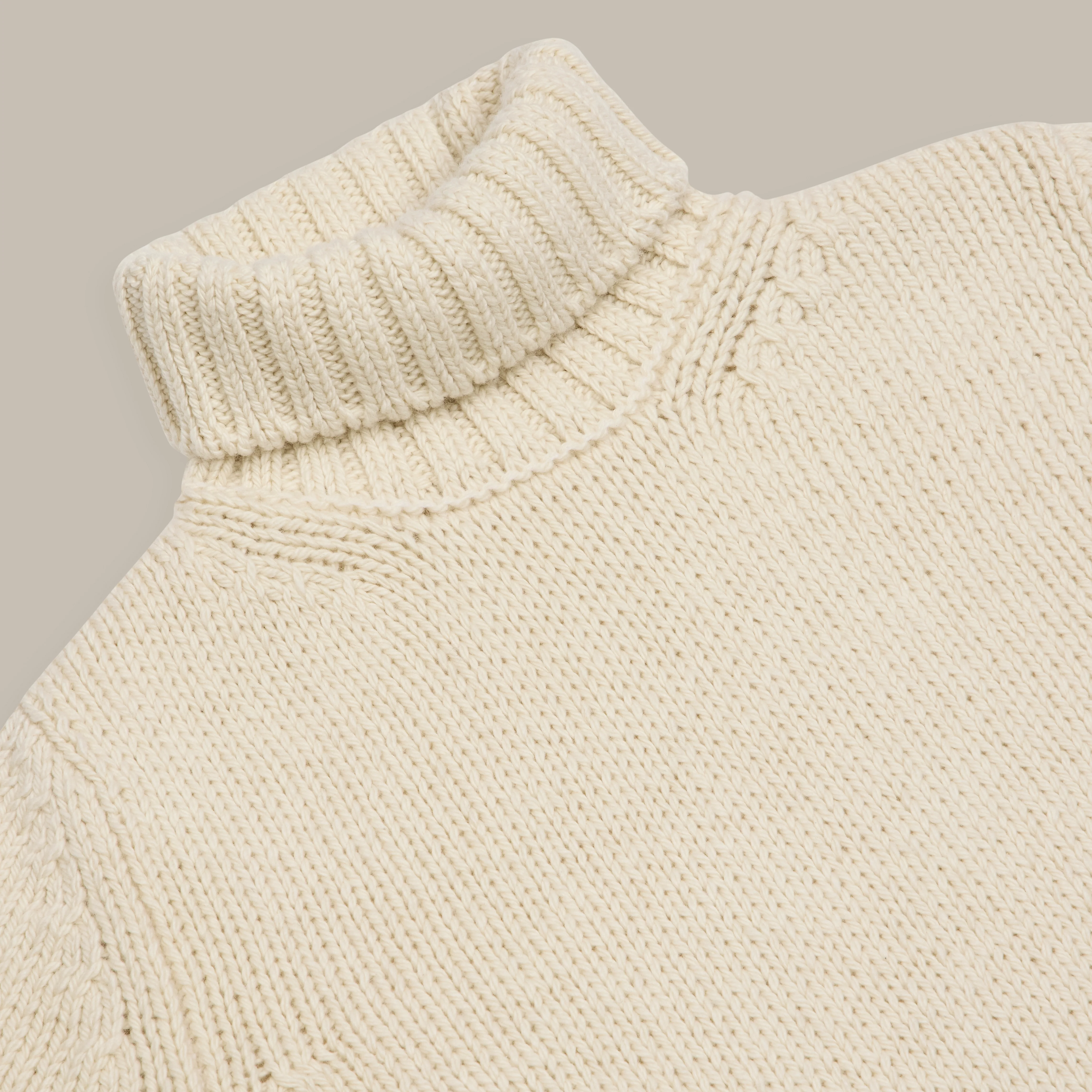 1Ply Cashmere Roll Neck Sweater in Cream - Image 3
