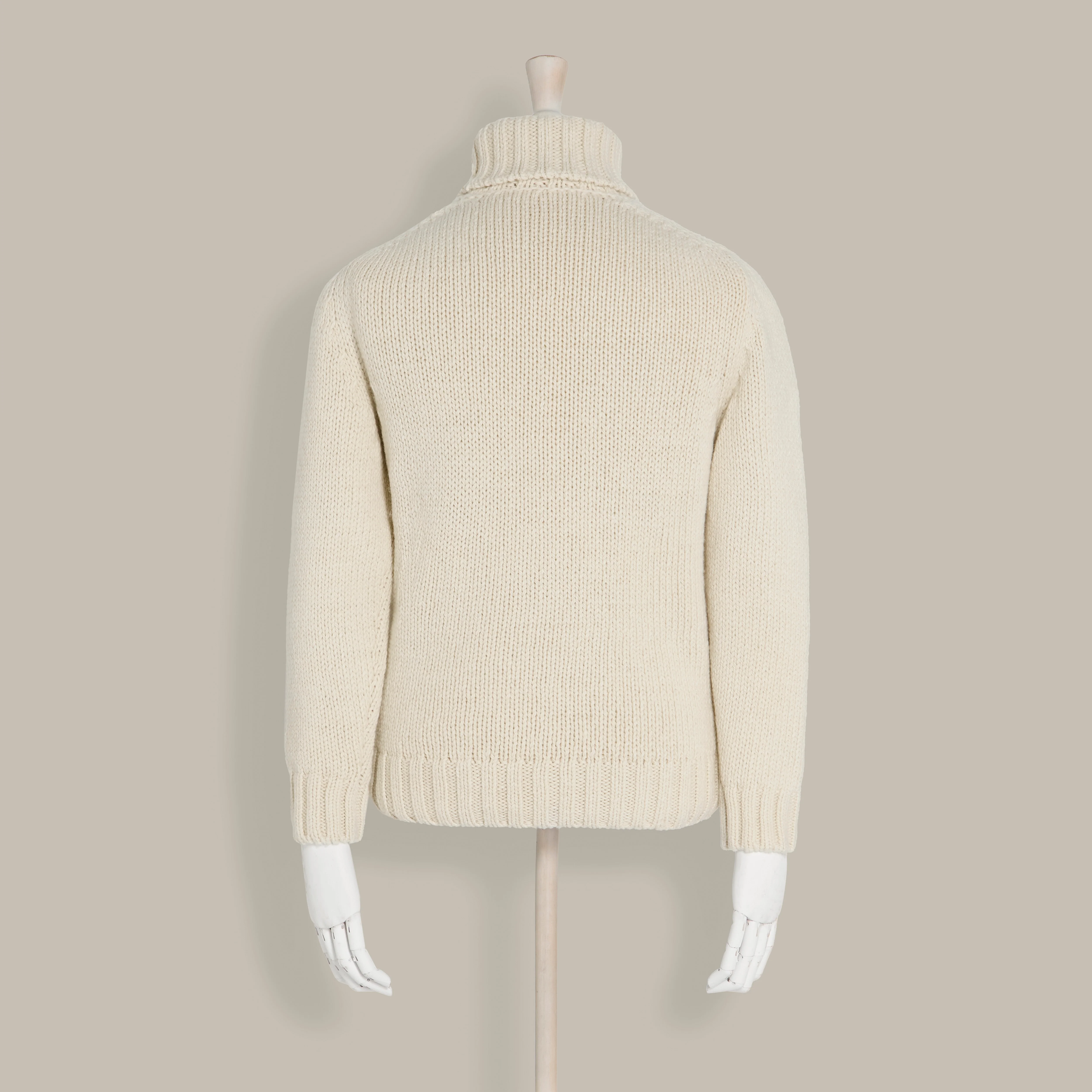 1Ply Cashmere Roll Neck Sweater in Cream - Image 4