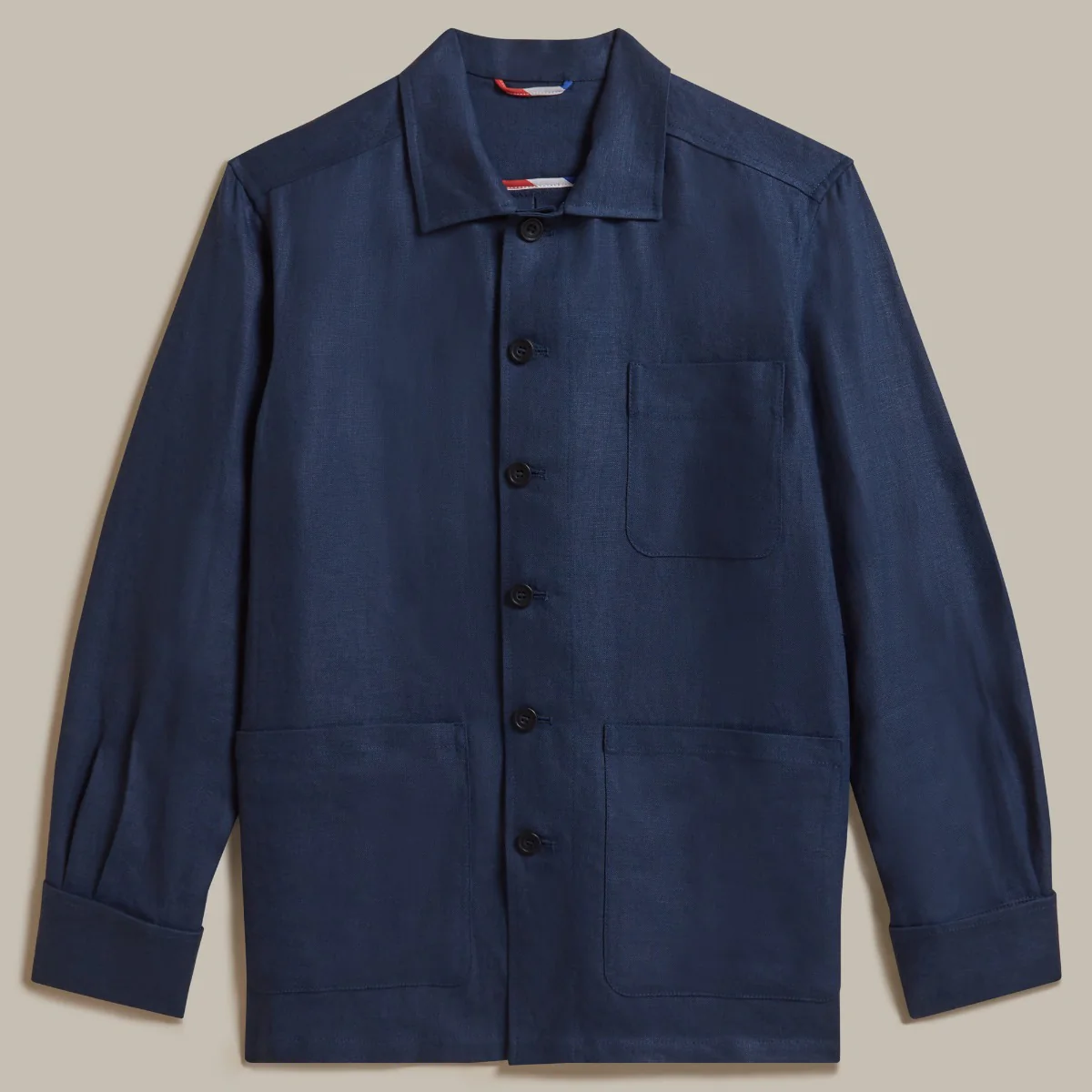 Air Mail Linen Work Jacket In Navy - Image 4