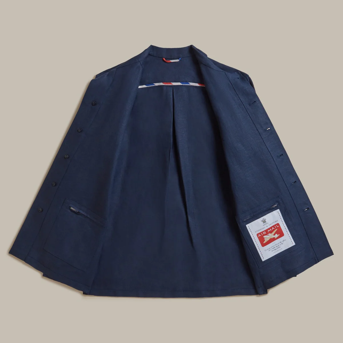 Air Mail Linen Work Jacket In Navy - Image 5