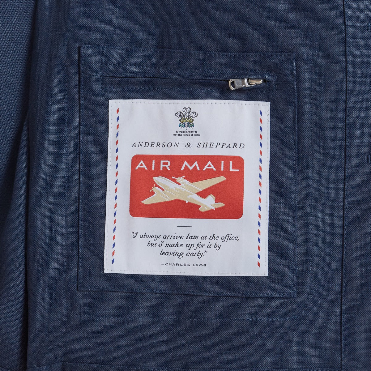 Air Mail Linen Work Jacket In Navy - Image 7