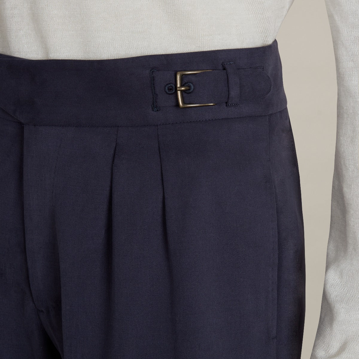 Brushed Cotton Gurkha Shorts In Navy - Image 3