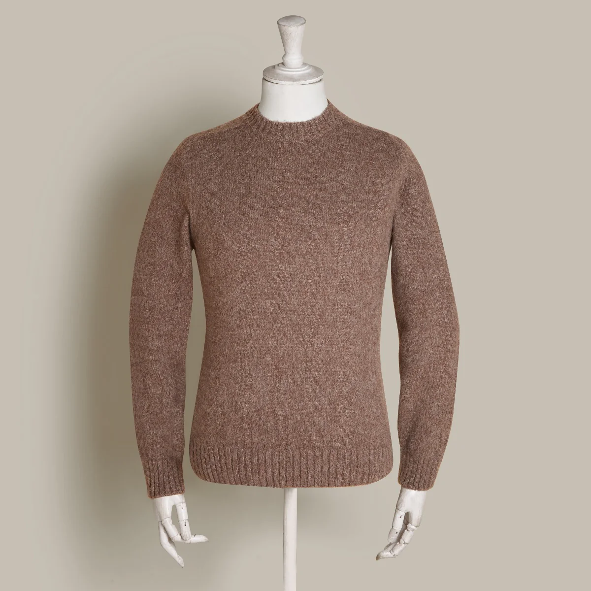 Brushed Geelong Crew Neck Sweater in Brown