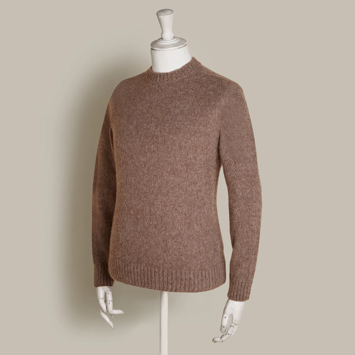 Brushed Geelong Crew Neck Sweater in Brown - Image 3