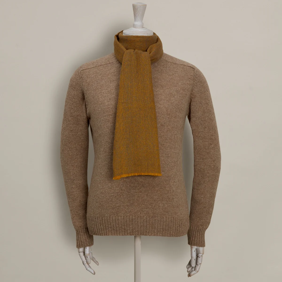 Cashmere Birdseye Weave Scarf In Gold And Grey - Image 2