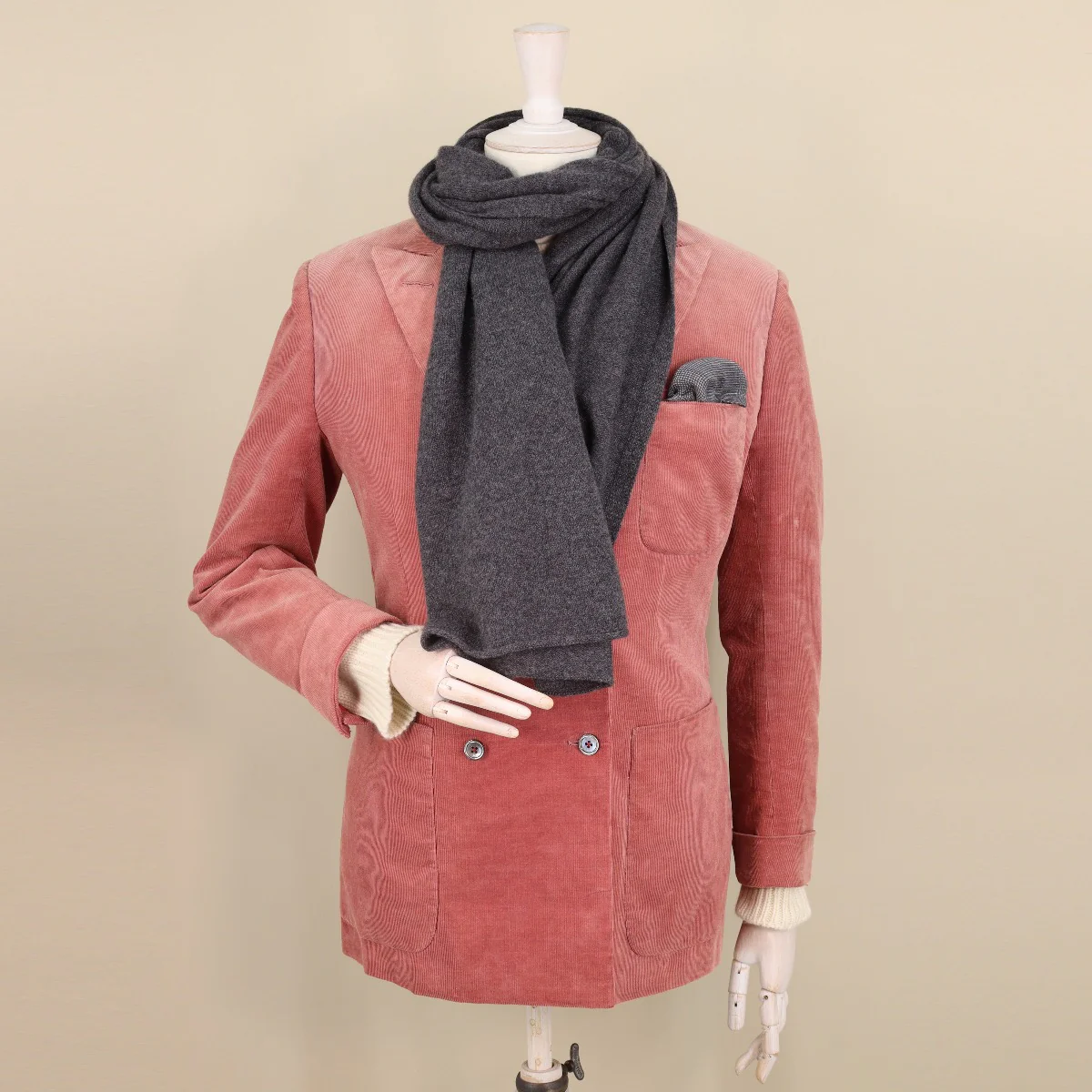 Cashmere Knitted Scarf In Dark Grey - Image 2