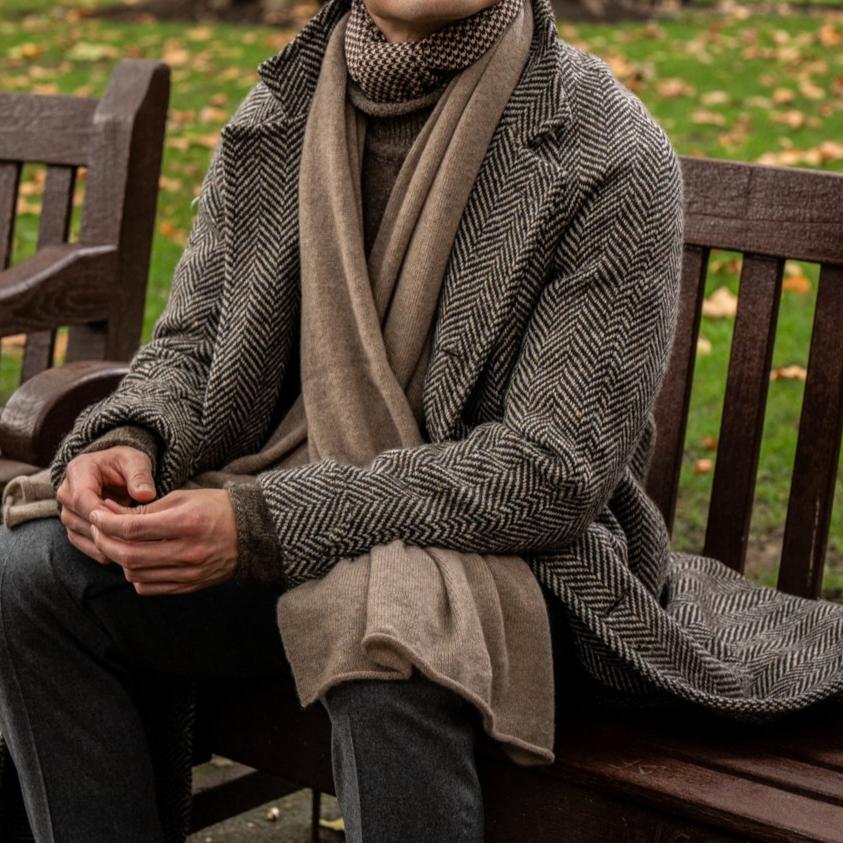 Cashmere Knitted Scarf in Natural - Image 4