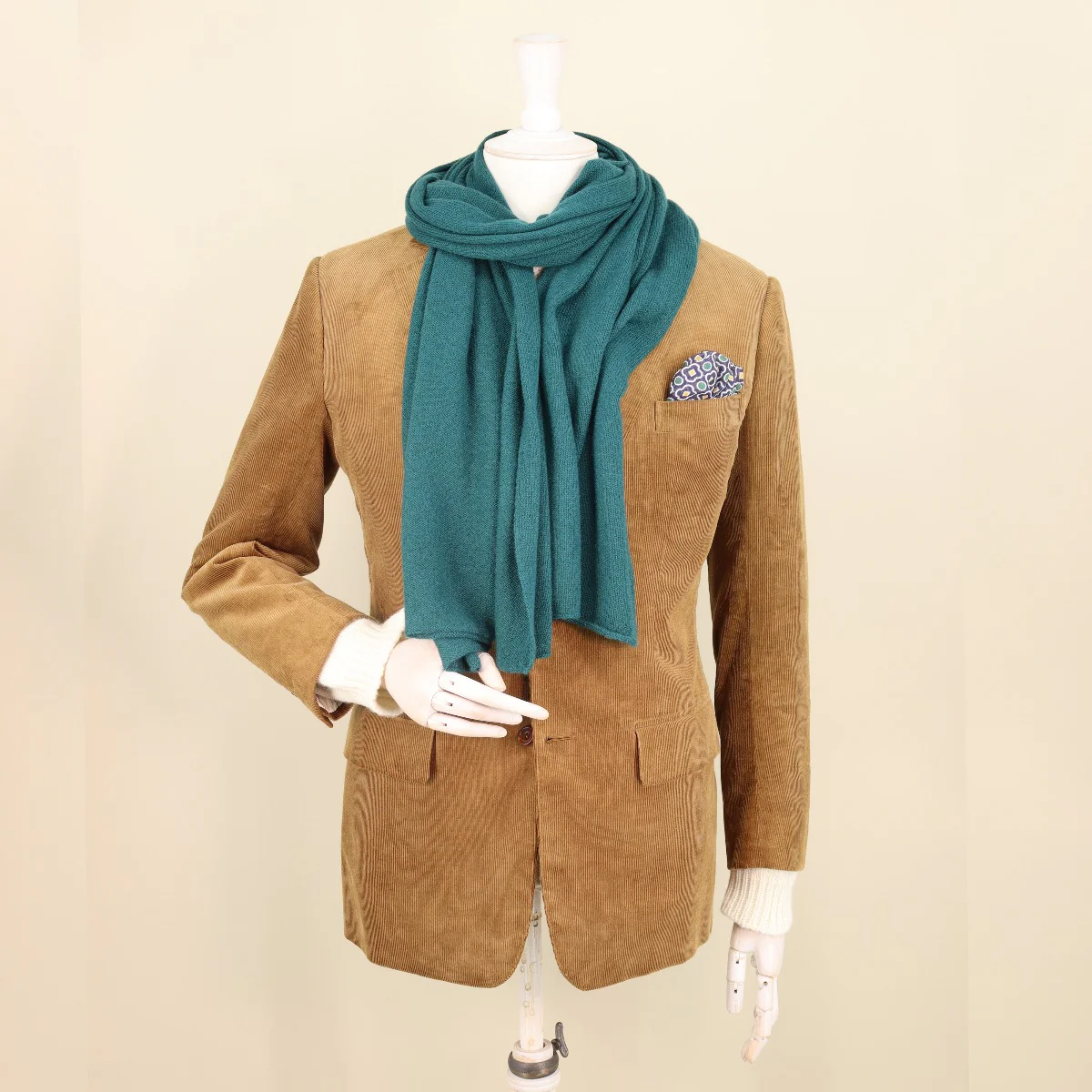 Cashmere Knitted Scarf In Dark Green - Image 3