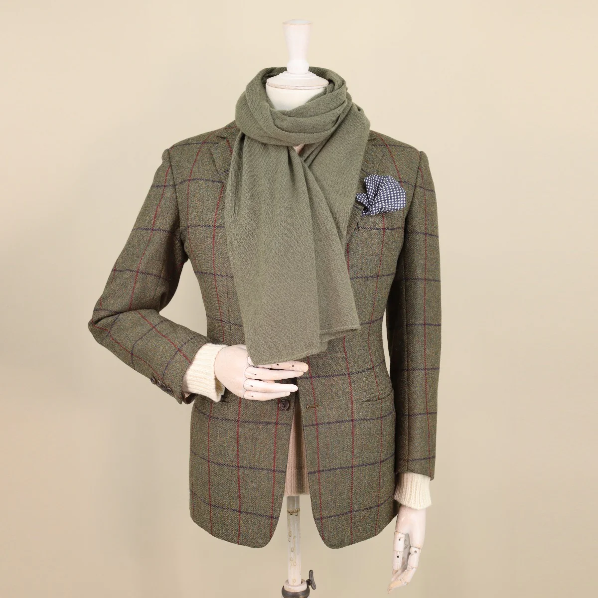 Cashmere Knitted Scarf In Olive - Image 4