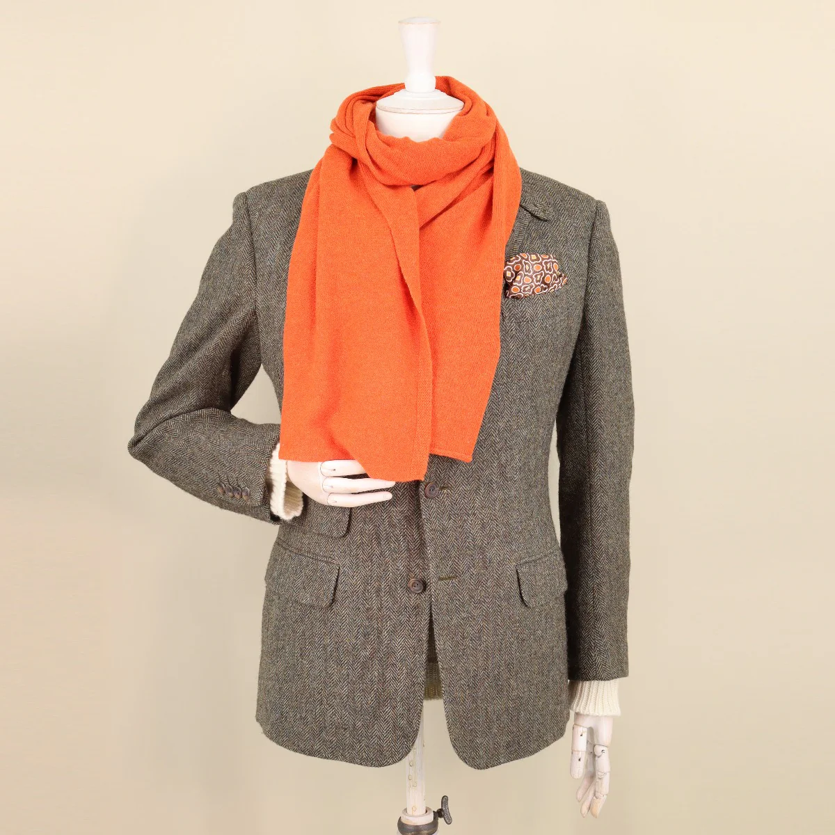 Cashmere Knitted Scarf In Orange - Image 2