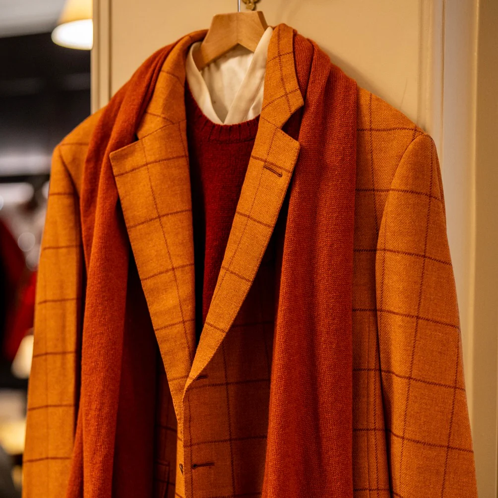 Cashmere Knitted Scarf In Orange - Image 4