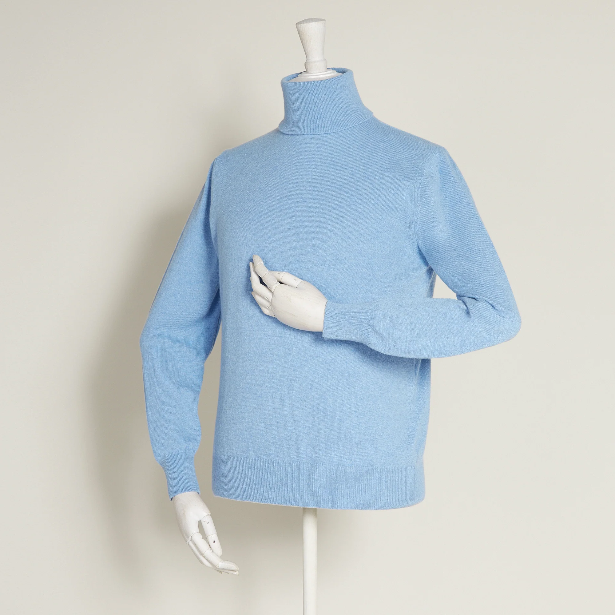 Cashmere Roll Neck Sweater In Sky - Image 2