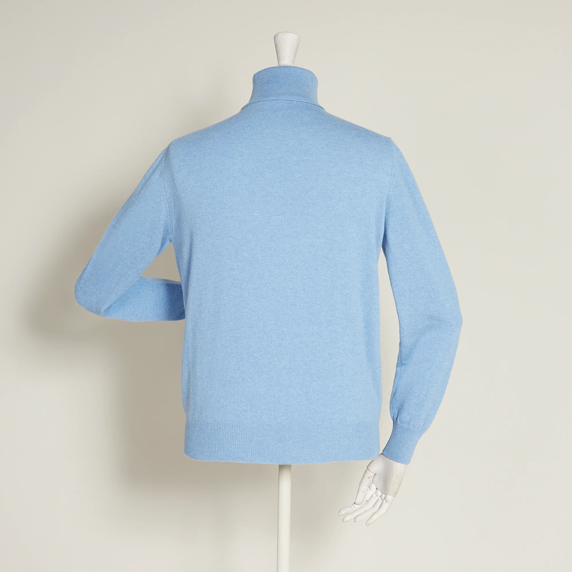 Cashmere Roll Neck Sweater In Sky - Image 3