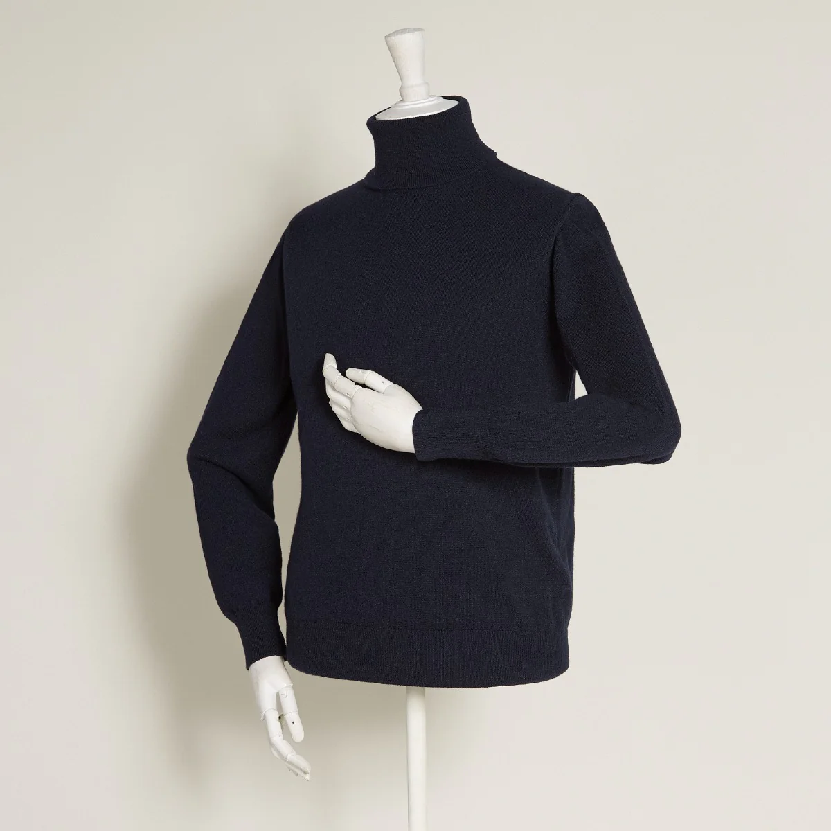 Cashmere Roll Neck Sweater In Dark Navy - Image 2