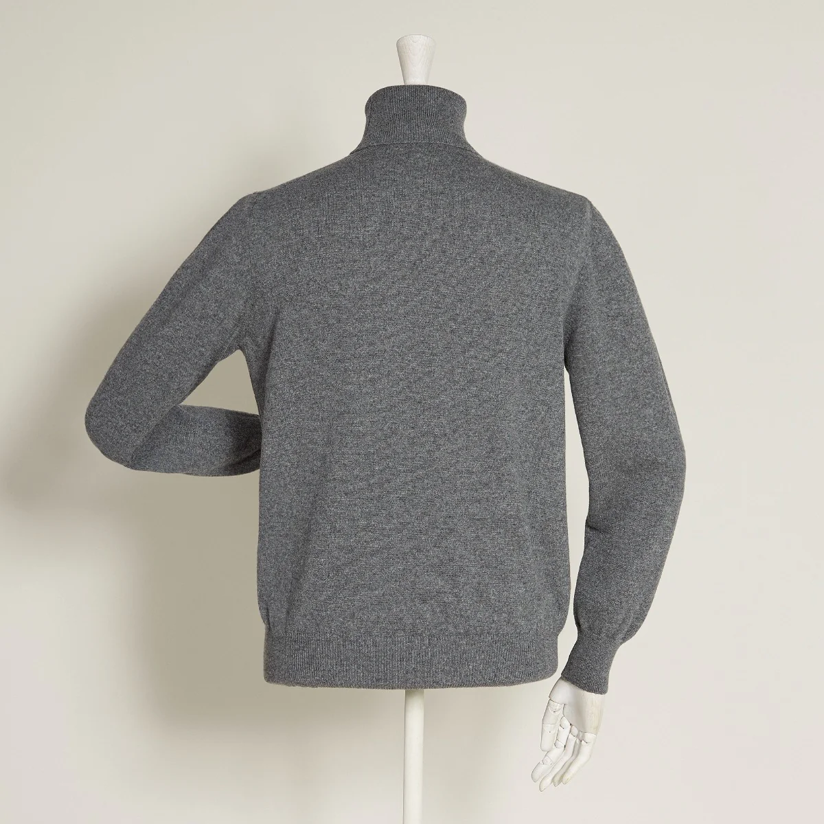 Cashmere Roll Neck Sweater In Grey - Image 3