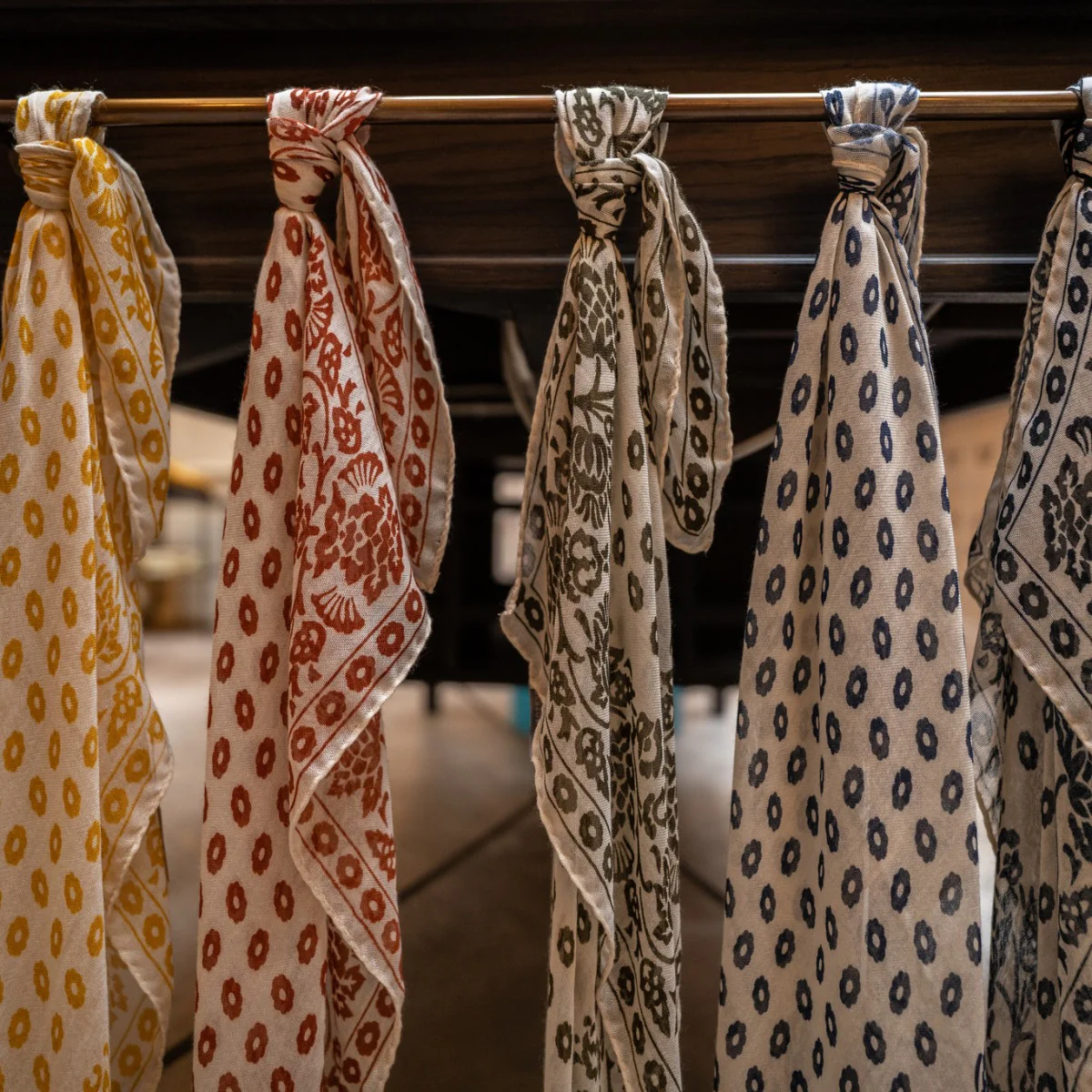 Cashmere And Silk Geometric Provence Neckerchief In Rust - Image 3