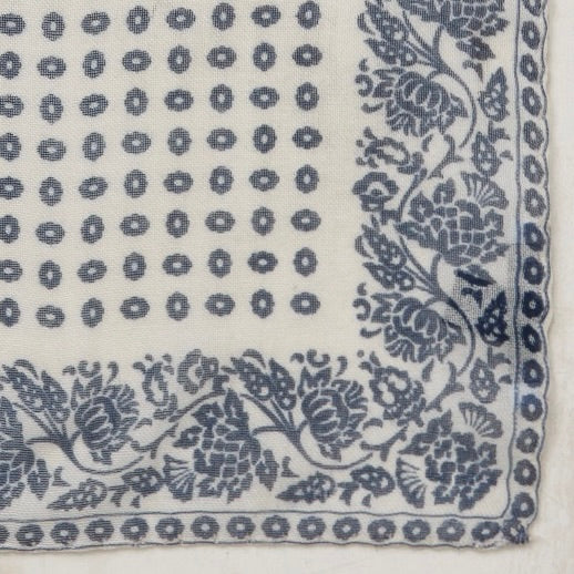 Cashmere And Silk Provence Geometric Pocket Square In Denim - Image 2