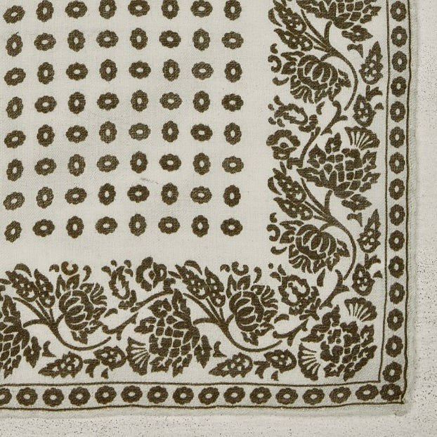 Cashmere and Silk Provence Geometric Pocket Square In Khaki - Image 3