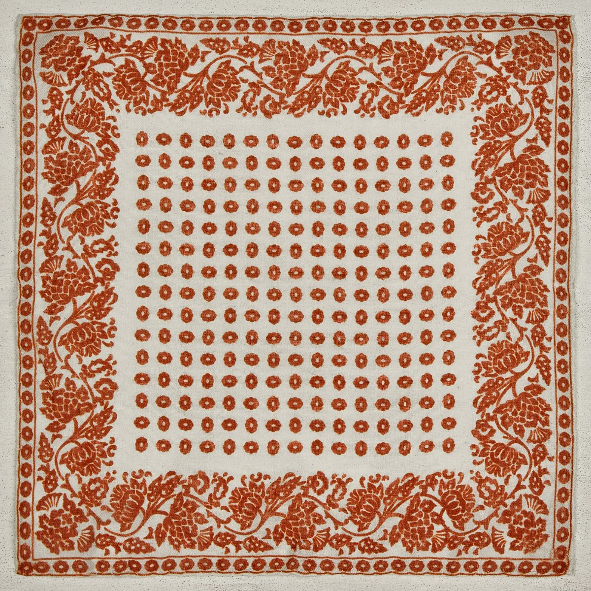 Cashmere and Silk Provence Geometric Pocket Square In Rust