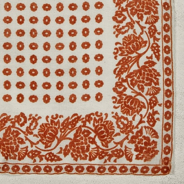 Cashmere and Silk Provence Geometric Pocket Square In Rust - Image 2