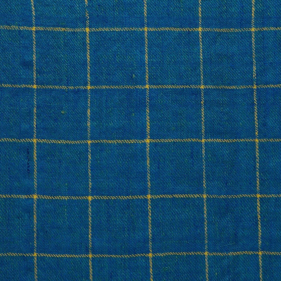 Check Cashmere Pocket Square In Blue And Yellow - Image 3