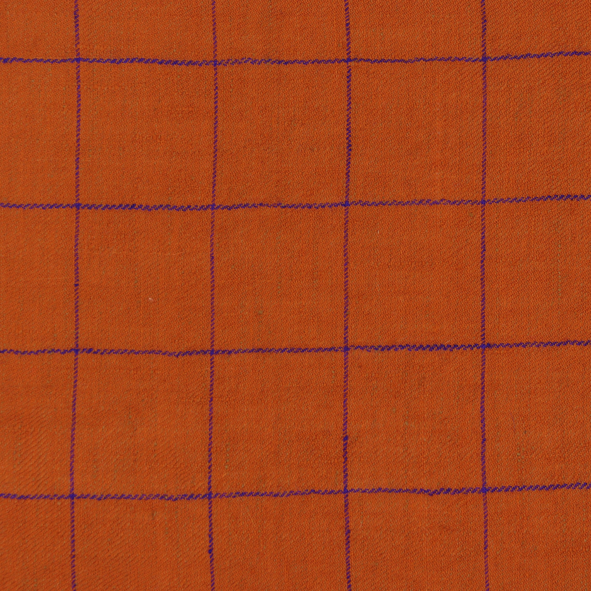 Check Cashmere Pocket Square in Rust and Blue - Image 3