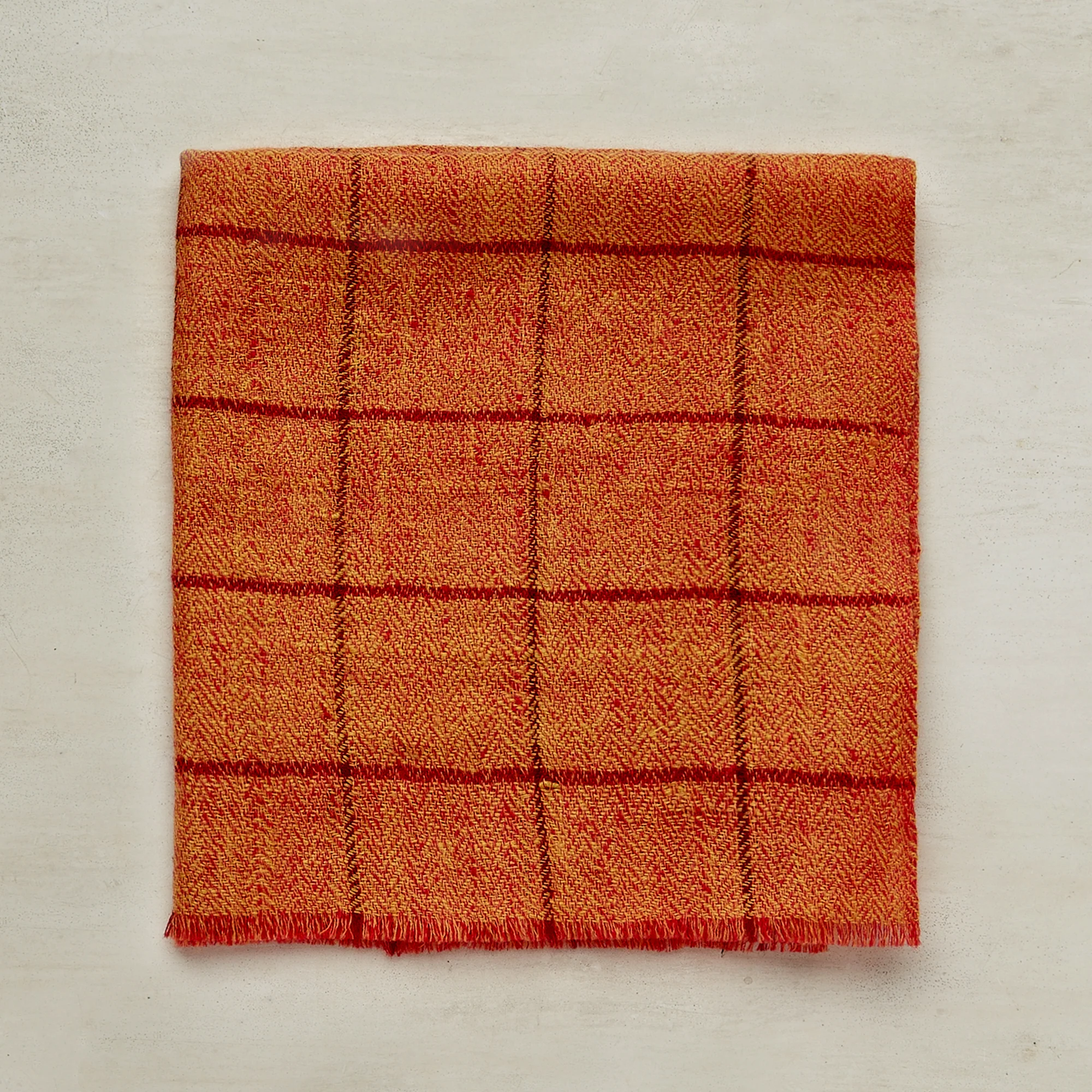 Cashmere Check Pocket Square In Light Orange And Red - Image 2