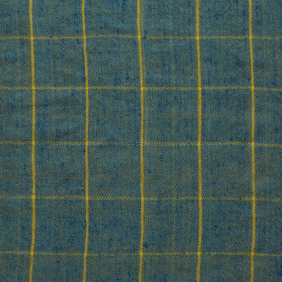 Check Cashmere Pocket Square In Teal And Yellow - Image 3