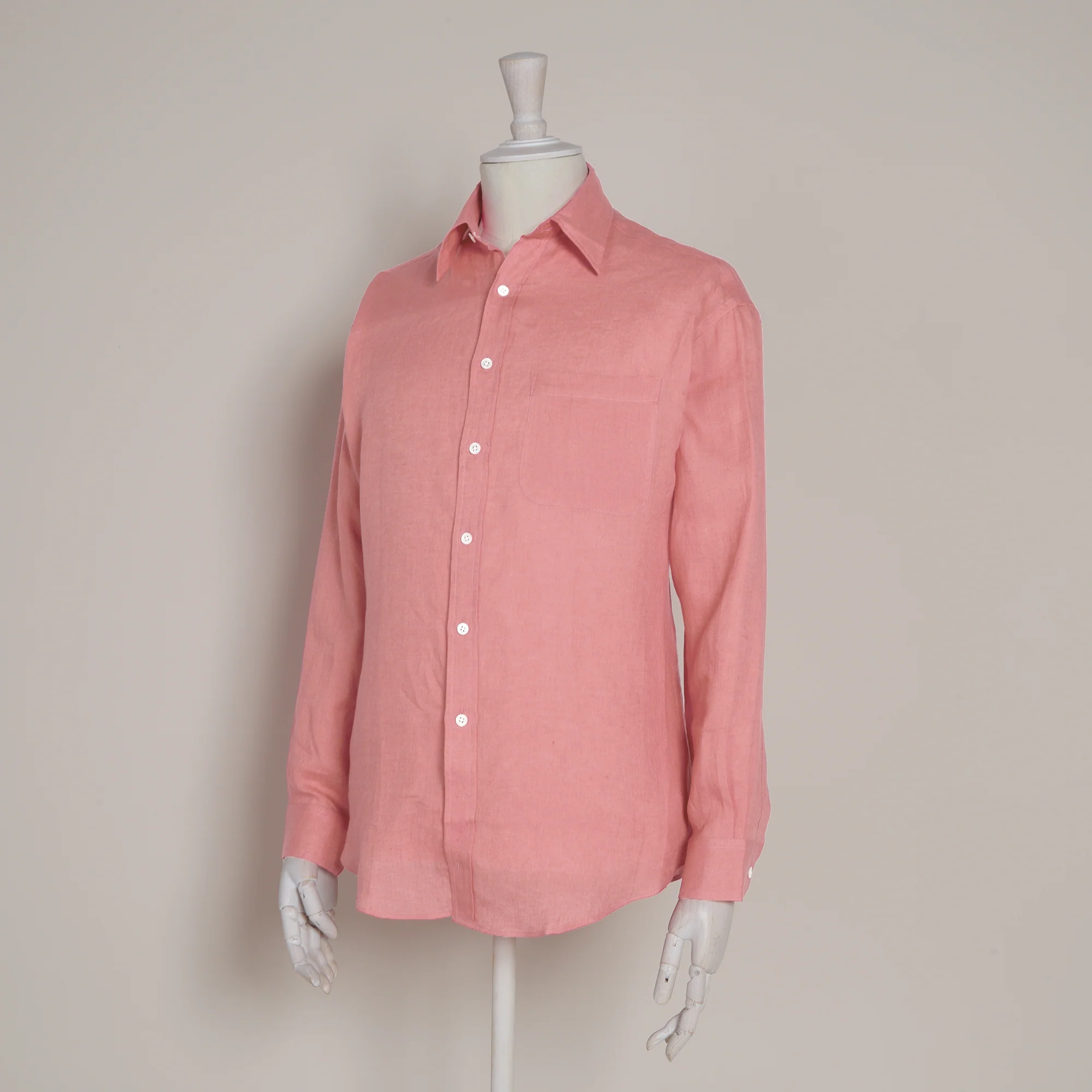 Classic Fit Linen Shirt in Antique Pink - Image 2