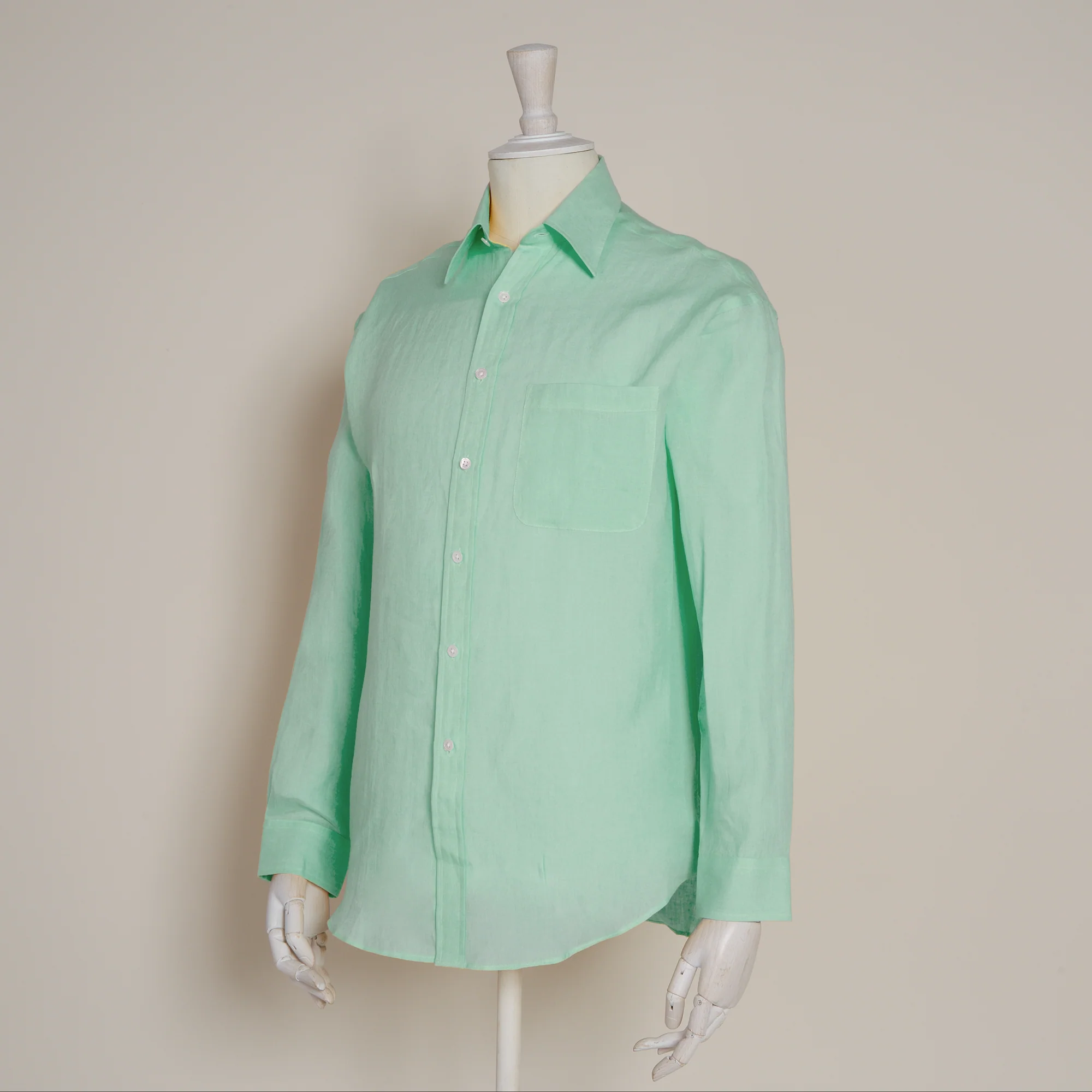 Classic Fit Linen Shirt in Mint - Image 2